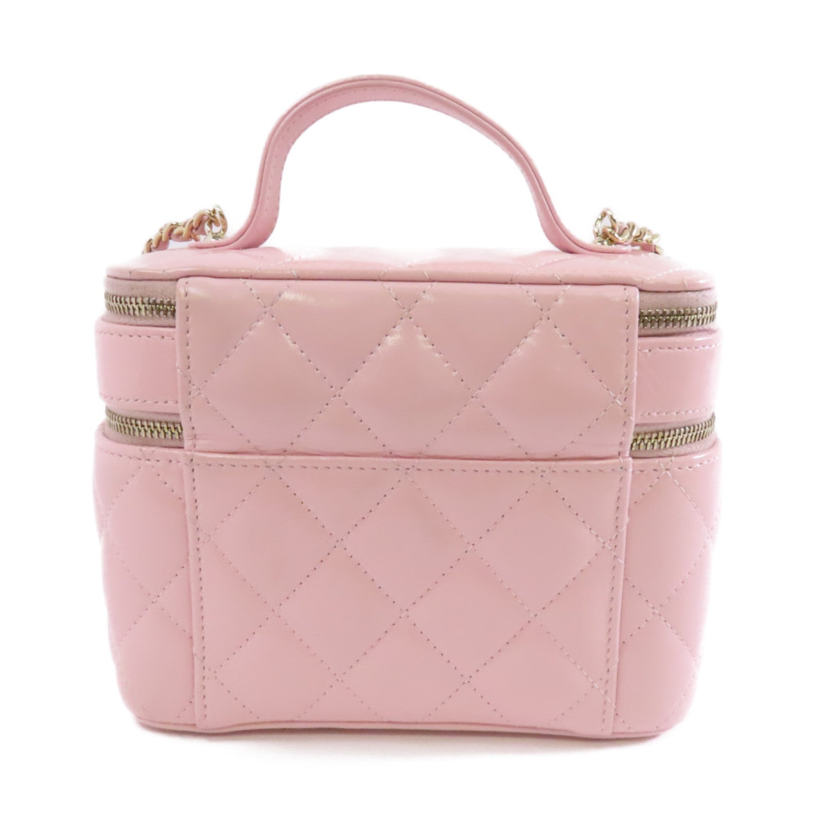 CHANEL 【激減優惠】菱格牛皮皮革Vaniy Case金扣手挽肩背兩用袋粉紅色