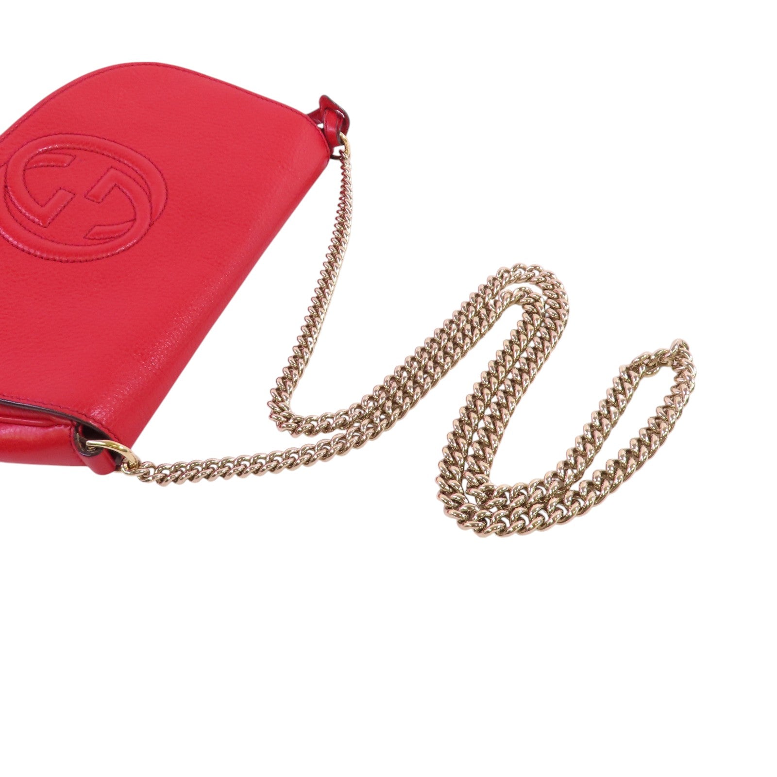 GUCCI 牛皮皮革Soho Chain Shoulder金扣鏈帶肩背袋