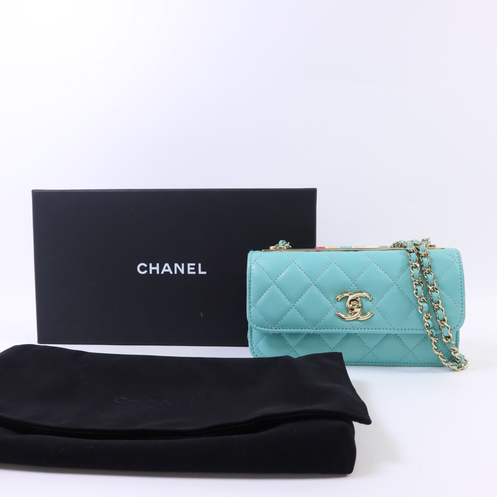 CHANEL 羊皮皮革Trendy CC金扣鏈帶肩背袋