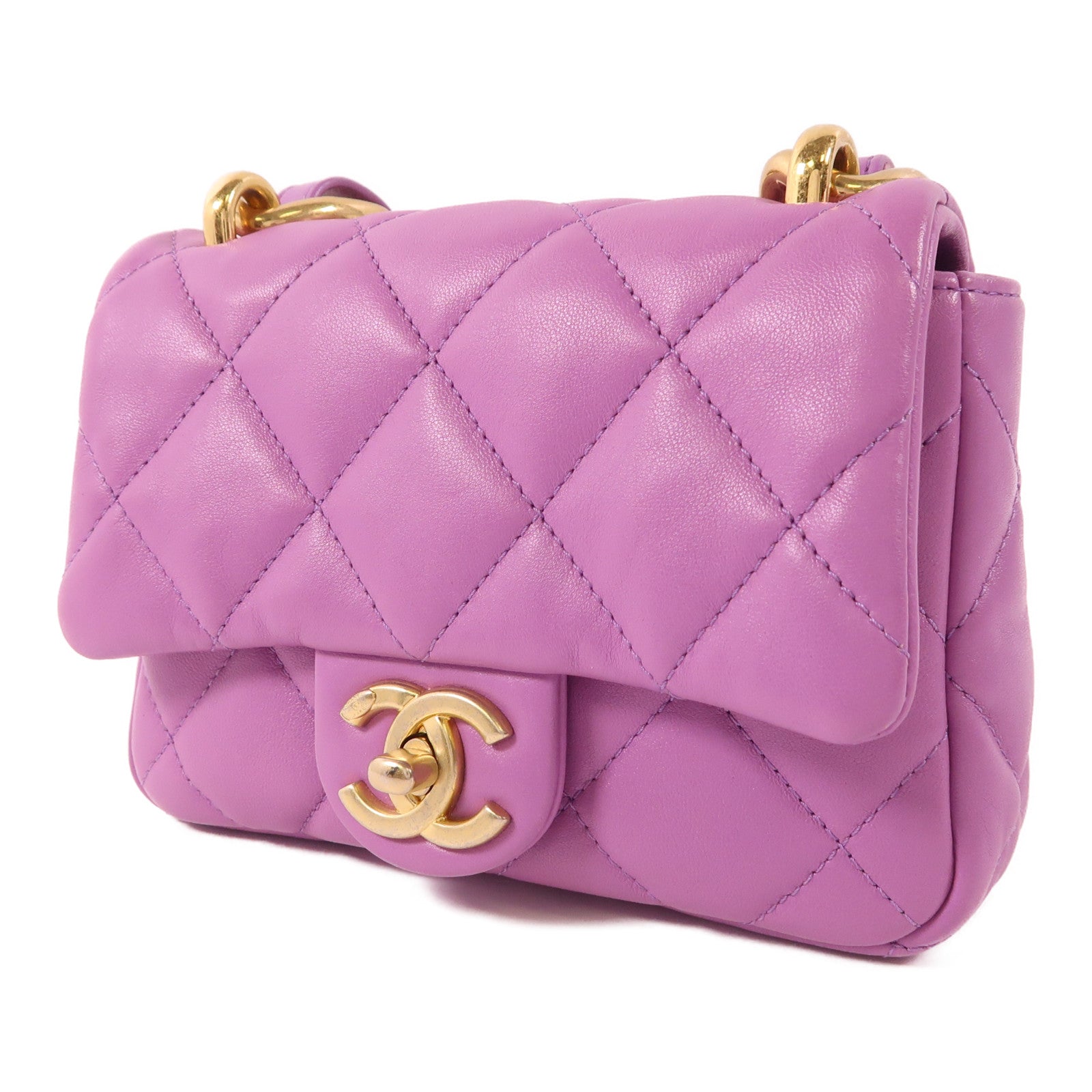 CHANEL 【激減優惠】羊皮皮革Mini Flap Bag金扣肩背袋