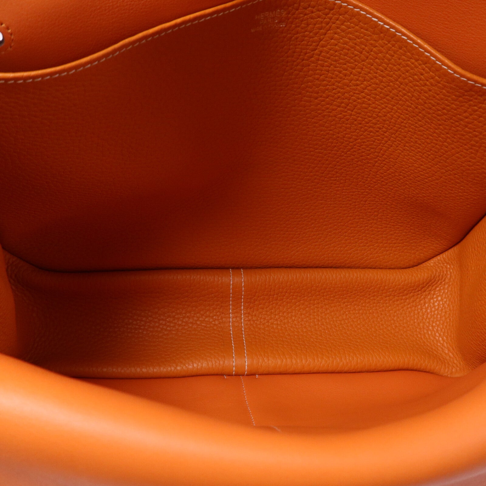 HERMES Clemence皮革Halzan 31銀扣手挽肩背兩用袋Orange