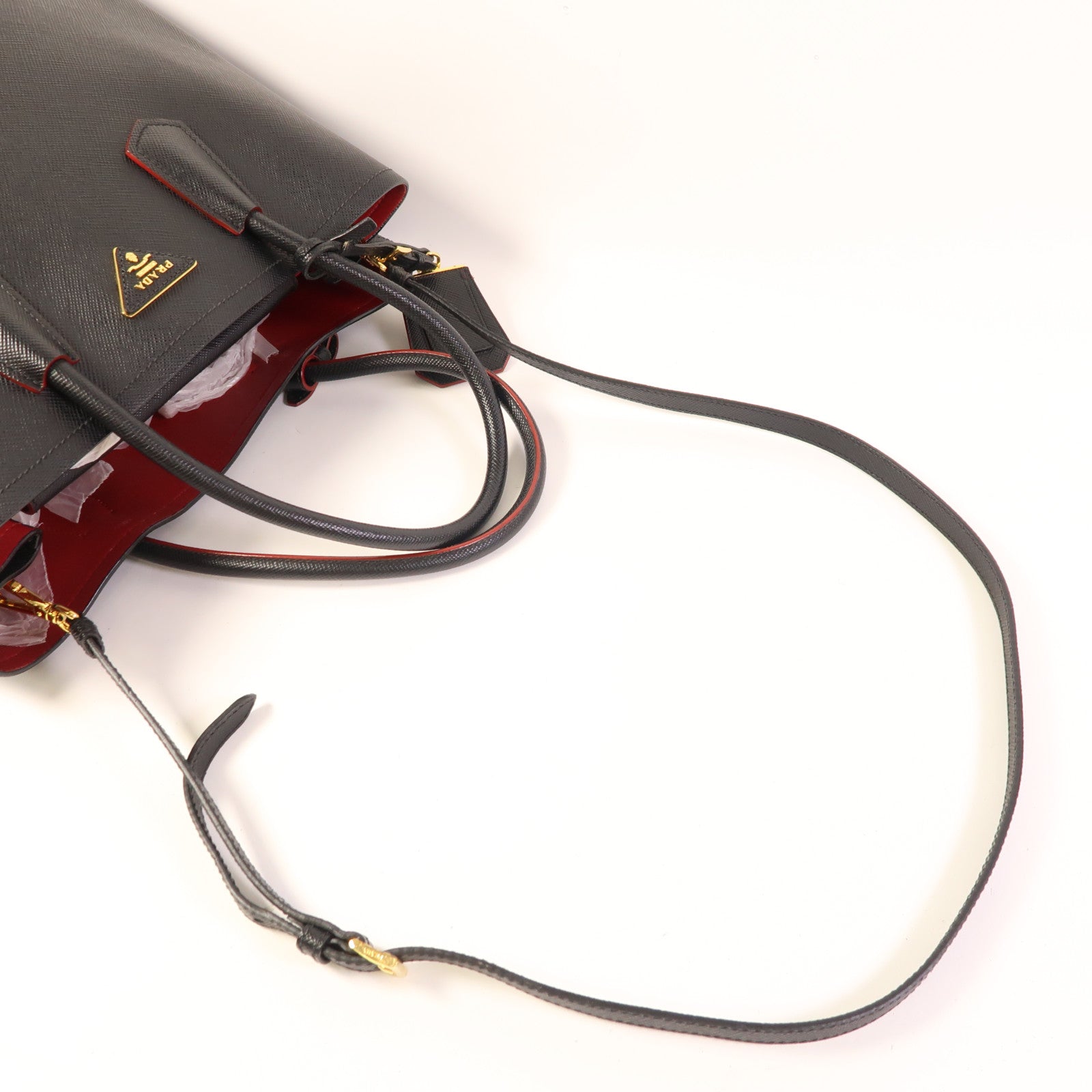 PRADA Saffiano皮革Galleria金扣手挽肩背兩用袋