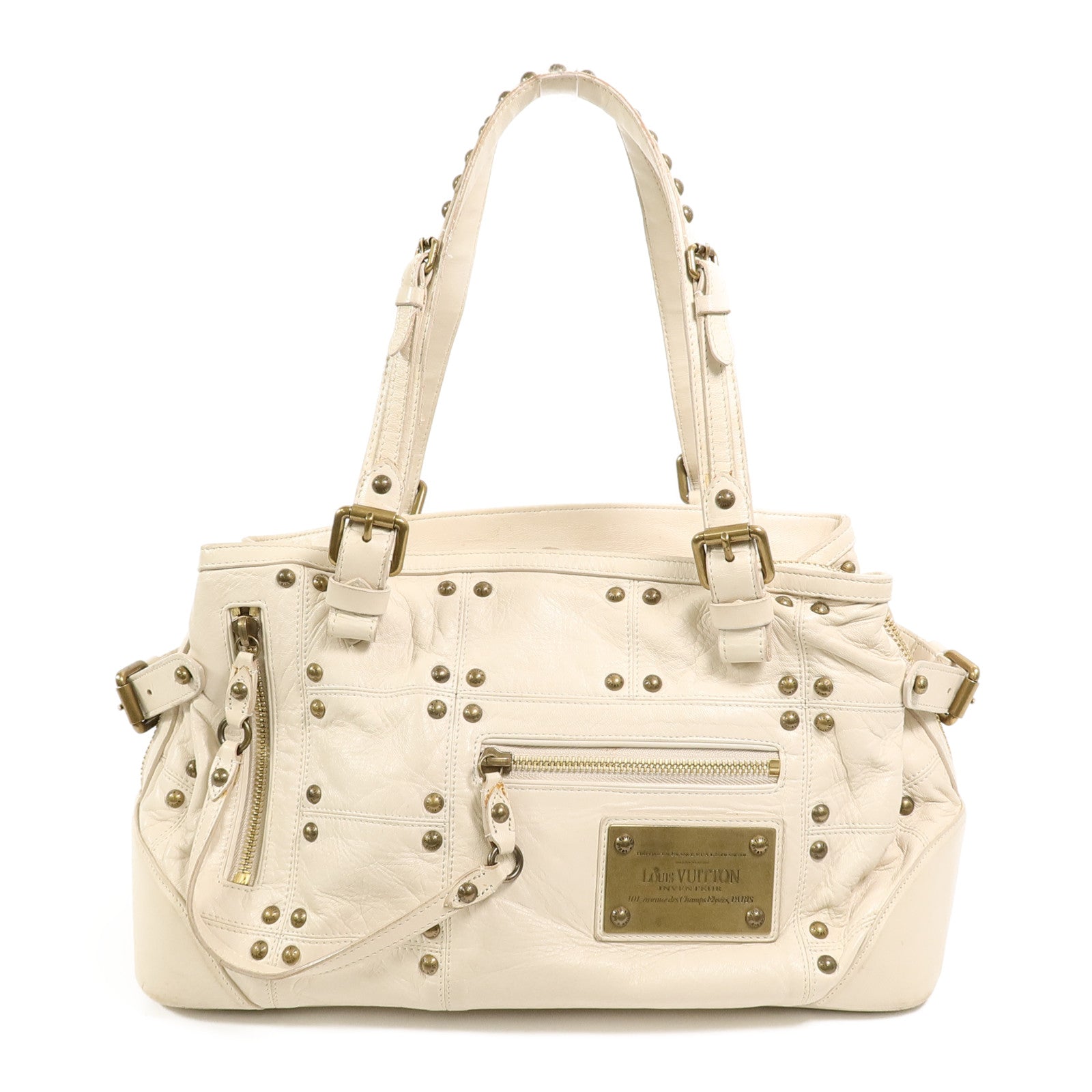 LOUIS VUITTON 羊皮皮革Riveting手挽袋