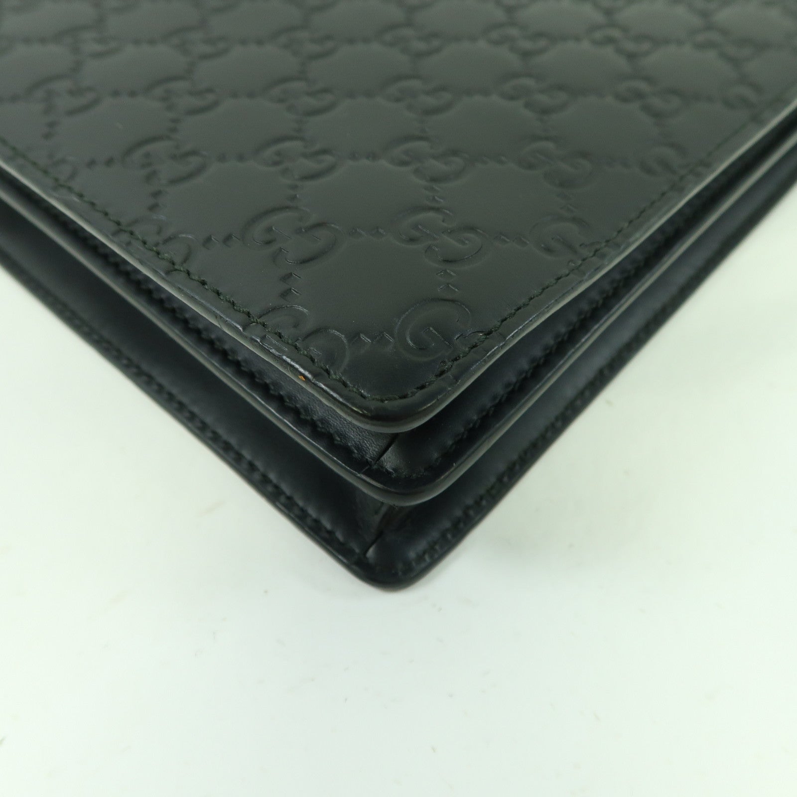 GUCCI 【激減優惠】牛皮皮革Shoulder Bag銀扣肩背袋黑色