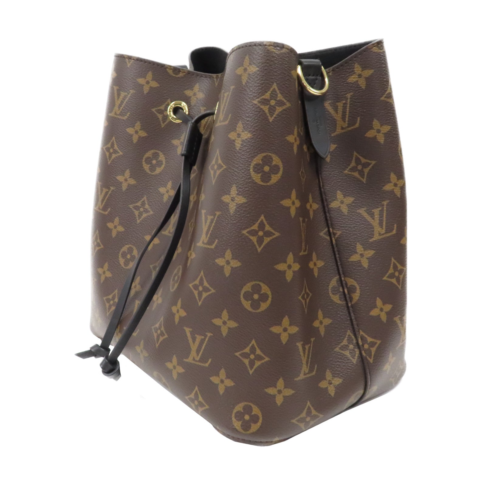 LOUIS VUITTON Monogram NeoNoe MM金扣肩背袋啡色/黑色