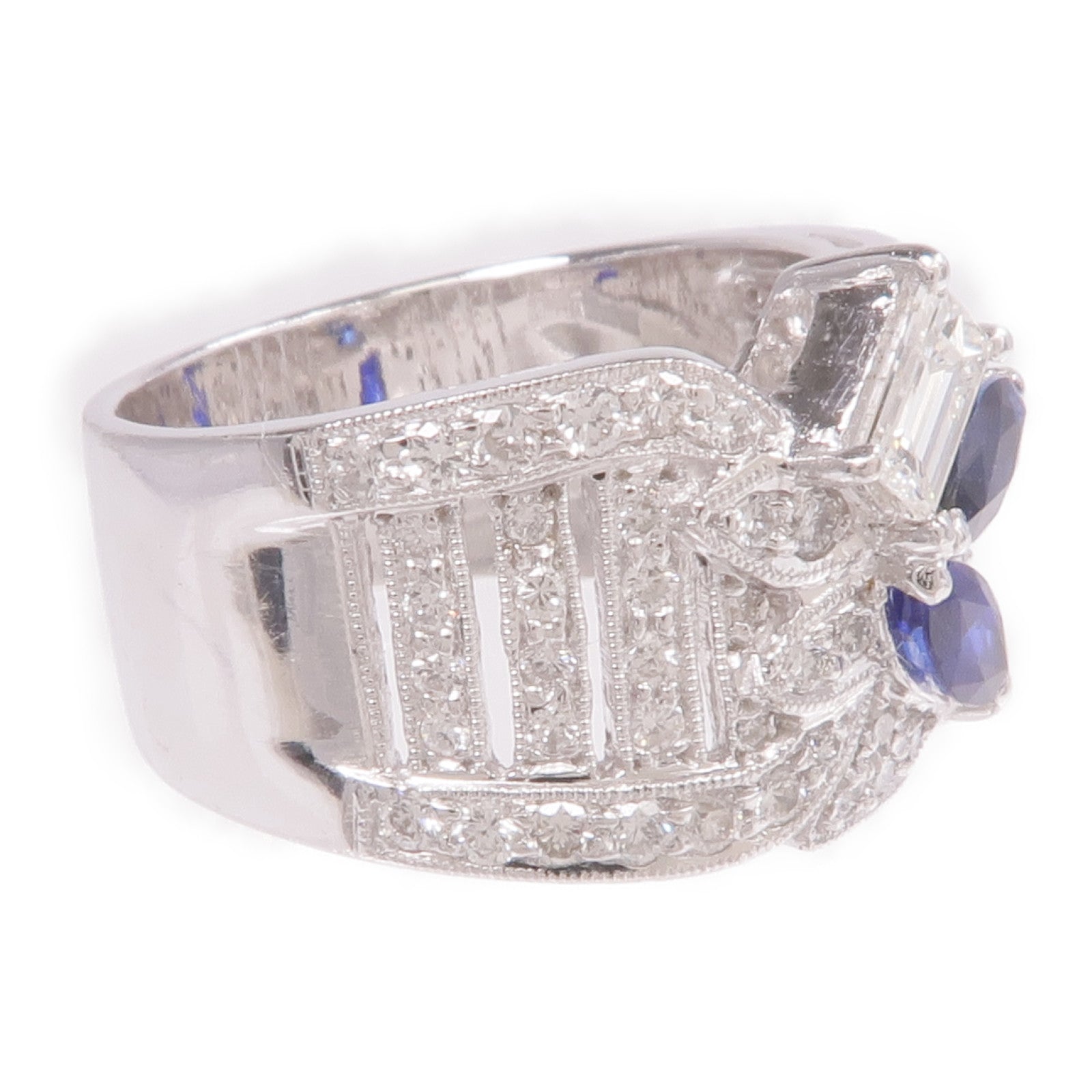 JEWELRY 18K白金Sapphire Diamond Ring藍寶石/鑽石戒指US#6