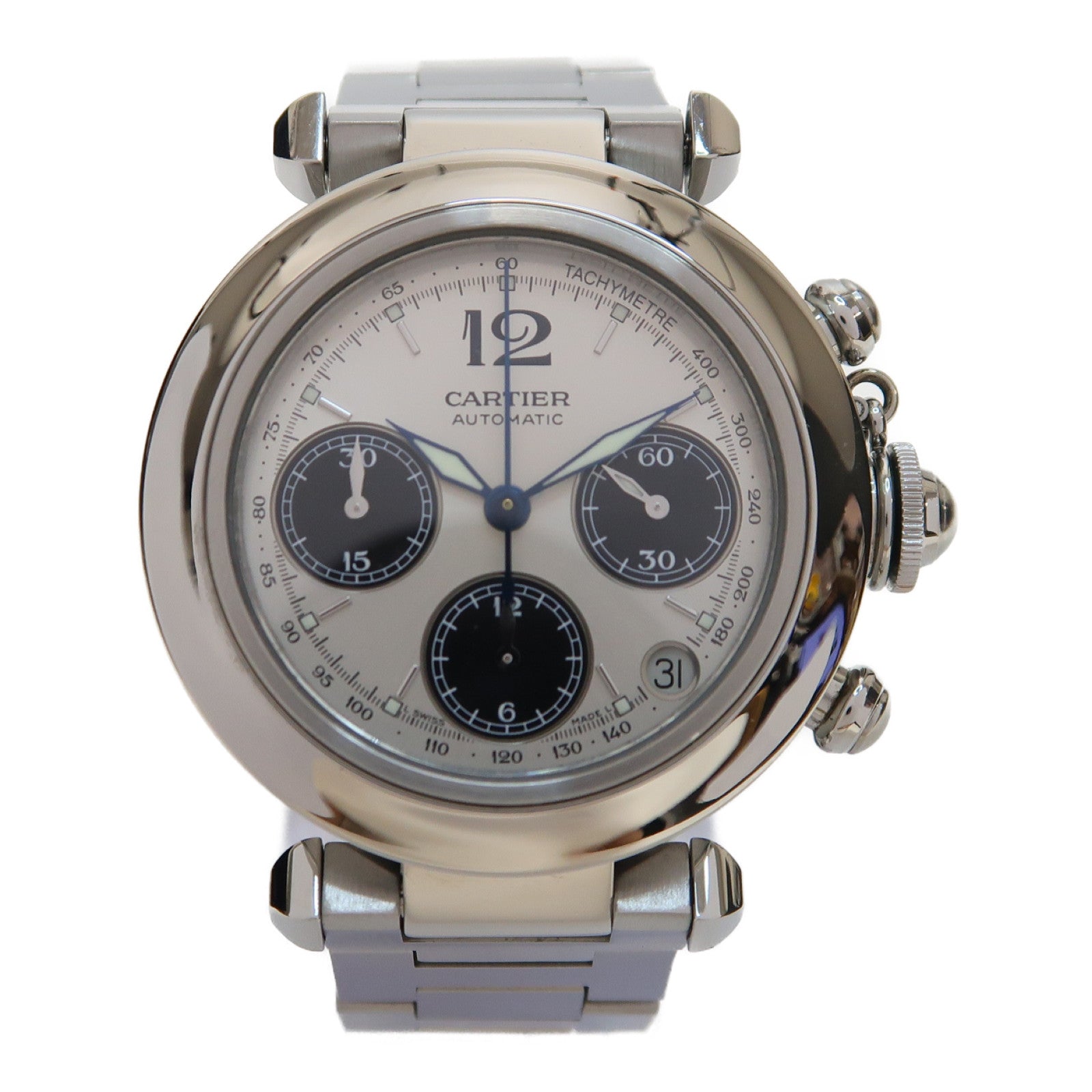 CARTIER Pasha C不鏽鋼手錶自動機芯銀色