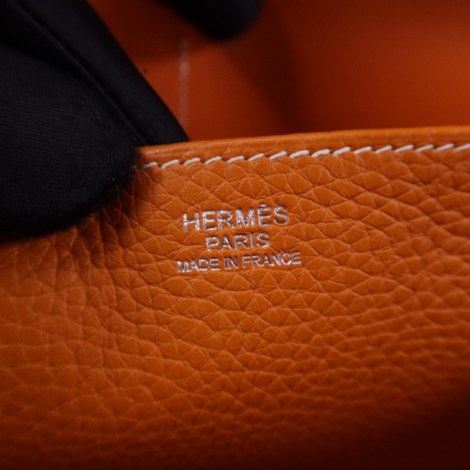 HERMES Clemence皮革Halzan 31銀扣手挽肩背兩用袋Orange