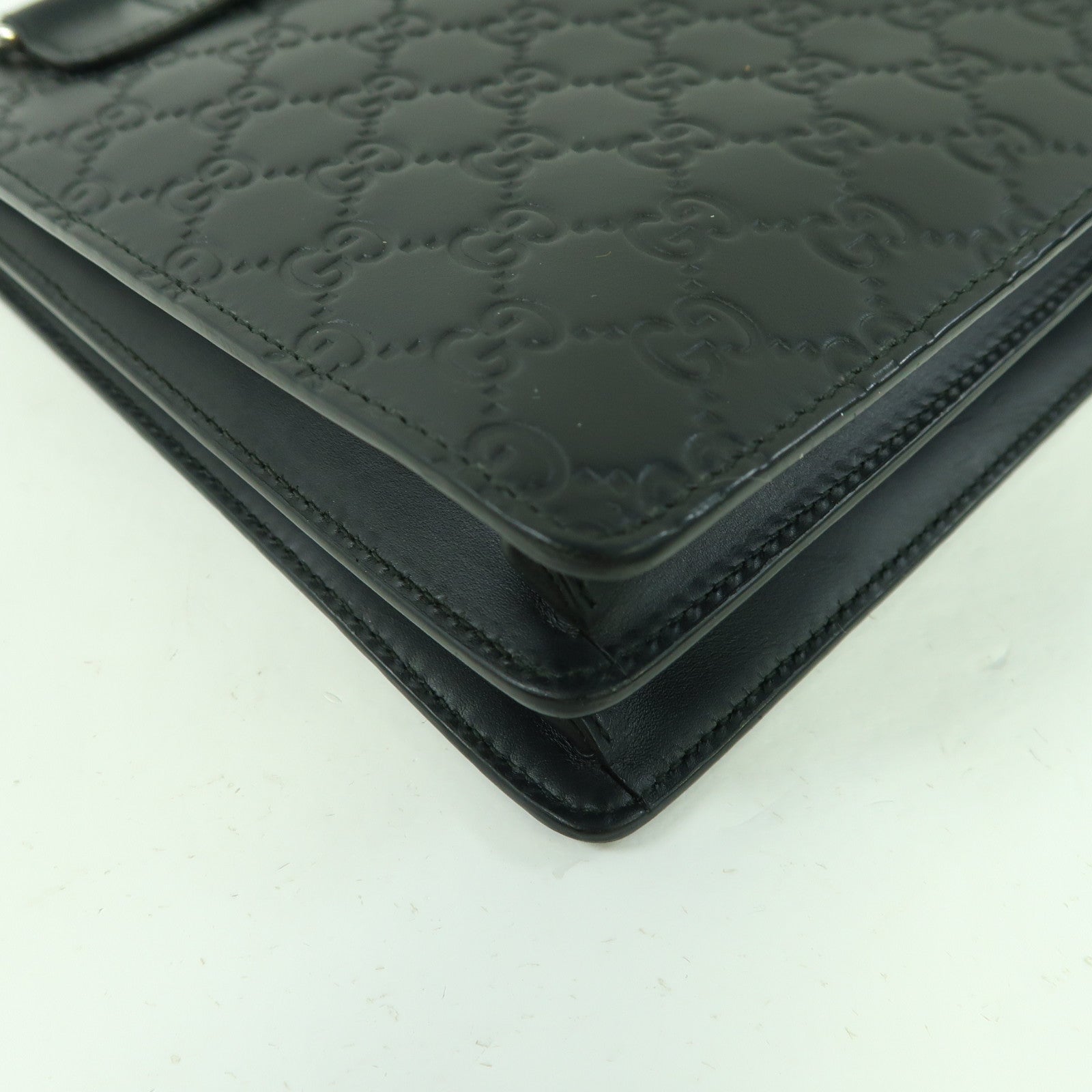 GUCCI 【激減優惠】牛皮皮革Shoulder Bag銀扣肩背袋黑色