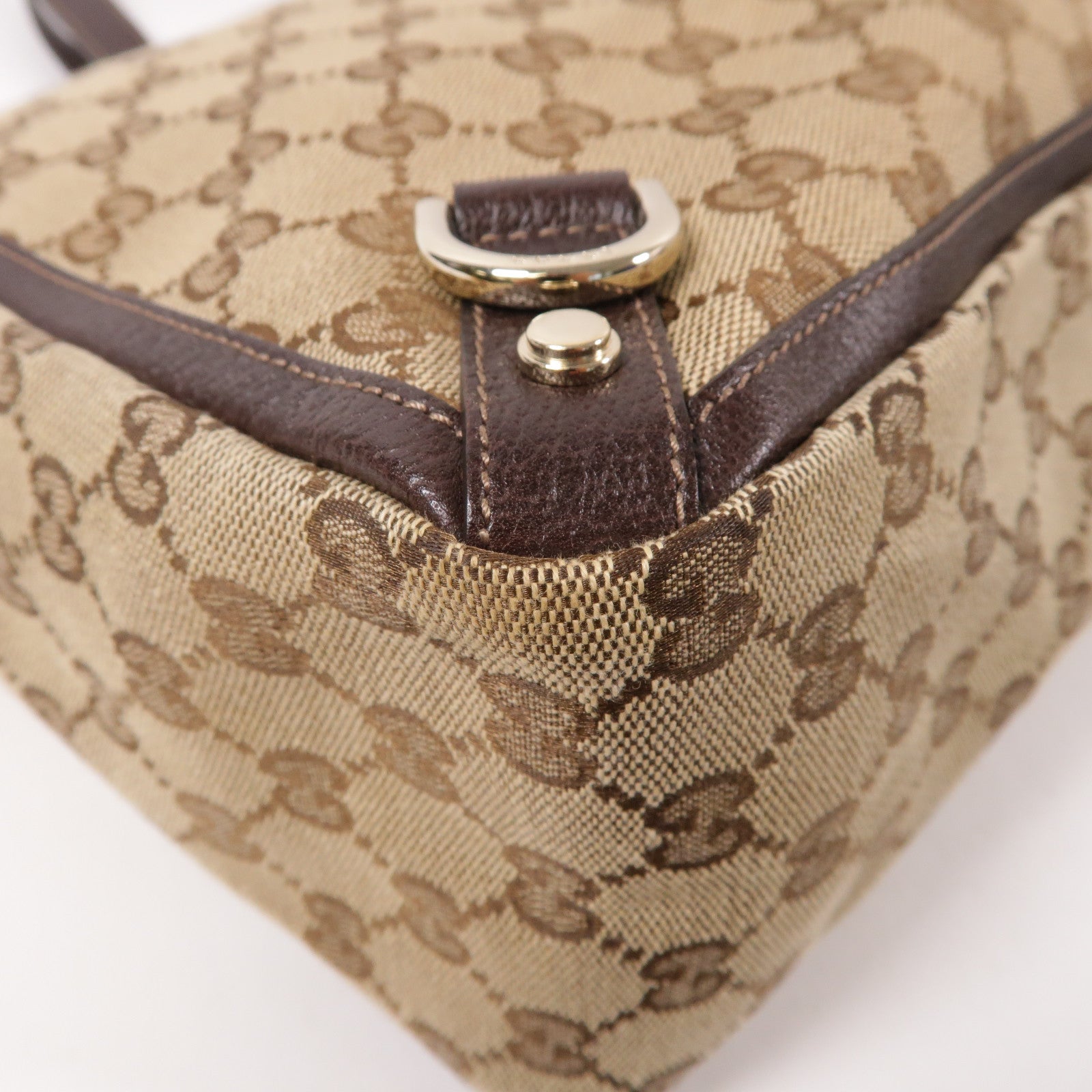 GUCCI 帆布Shoulder Bag金扣肩背袋啡色
