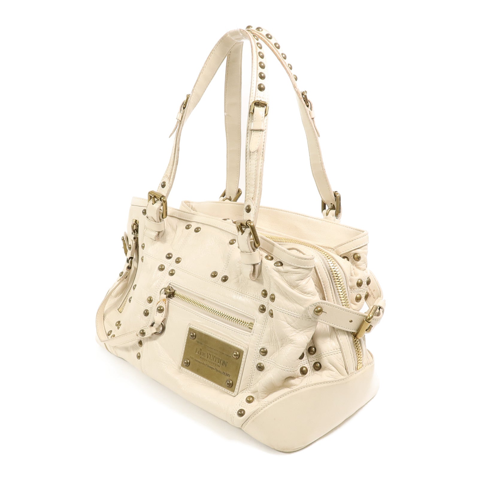 LOUIS VUITTON 羊皮皮革Riveting手挽袋