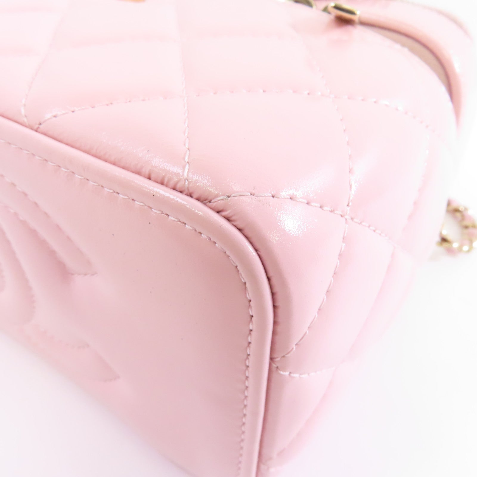 CHANEL 【激減優惠】菱格牛皮皮革Vaniy Case金扣手挽肩背兩用袋粉紅色