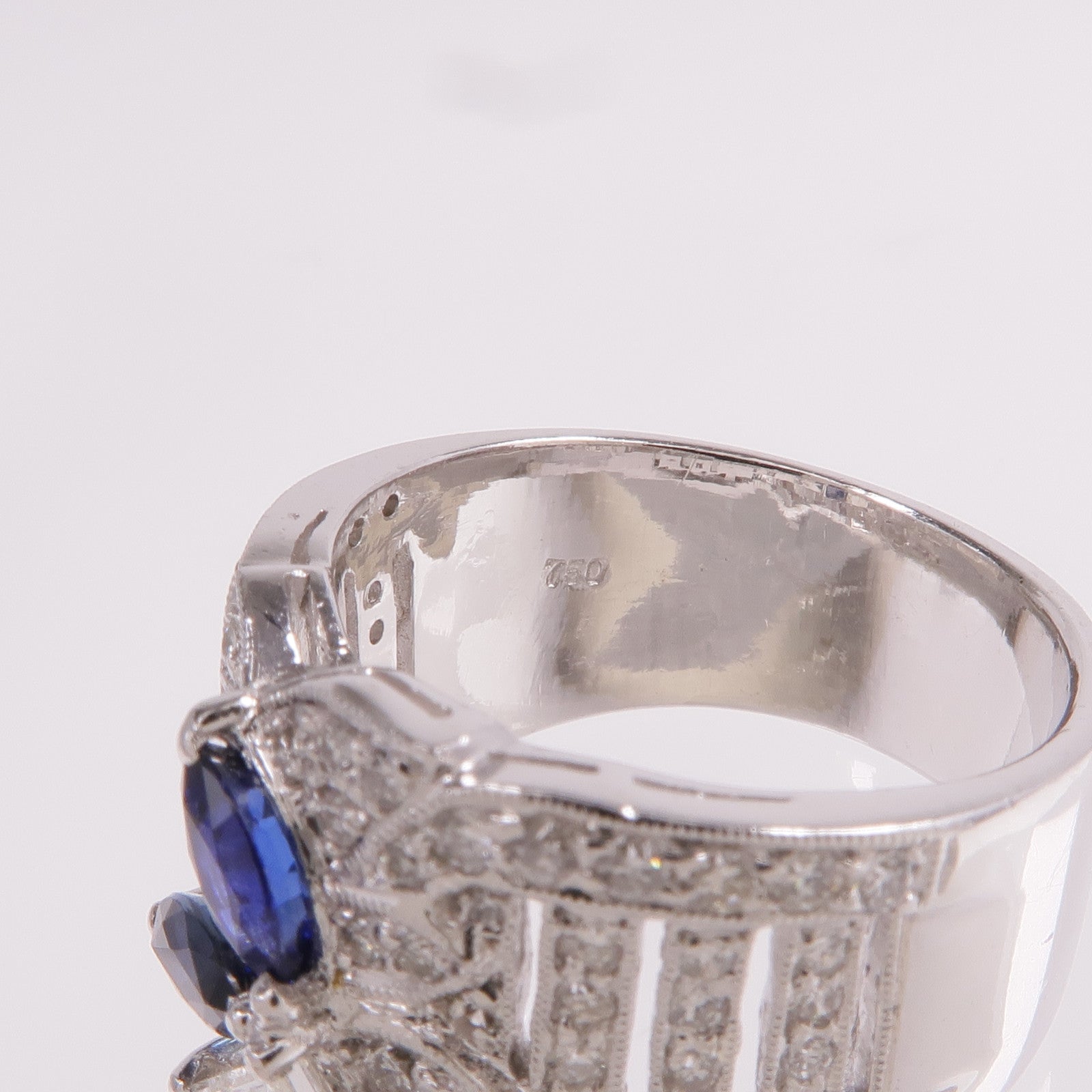 JEWELRY 18K白金Sapphire Diamond Ring藍寶石/鑽石戒指US#6