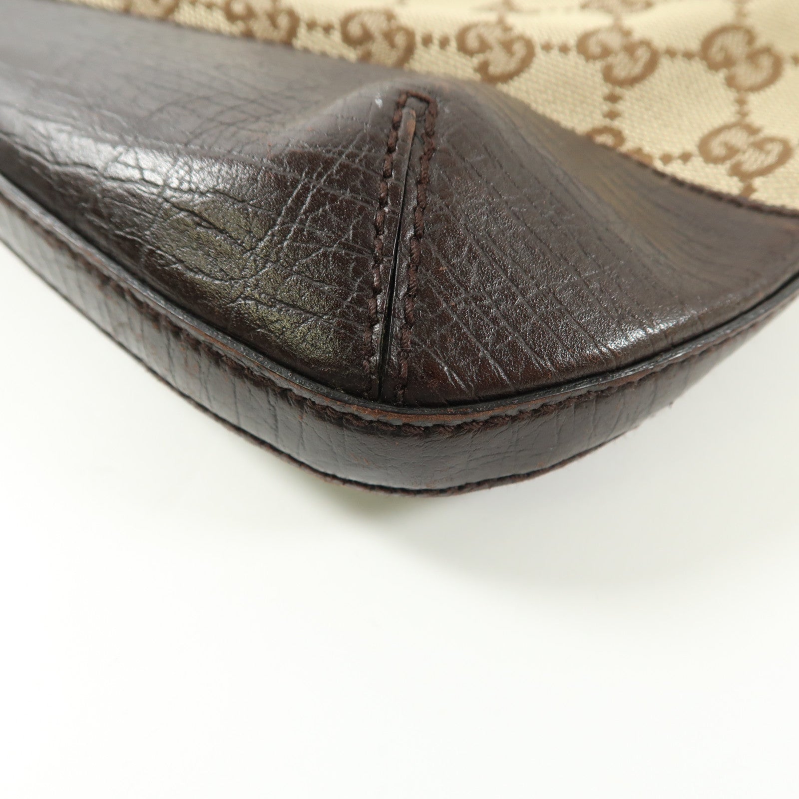 GUCCI 帆布Horsebit Bag金扣肩背袋啡色