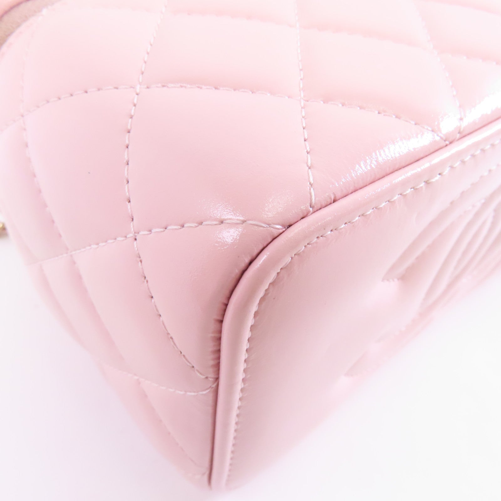 CHANEL 【激減優惠】菱格牛皮皮革Vaniy Case金扣手挽肩背兩用袋粉紅色
