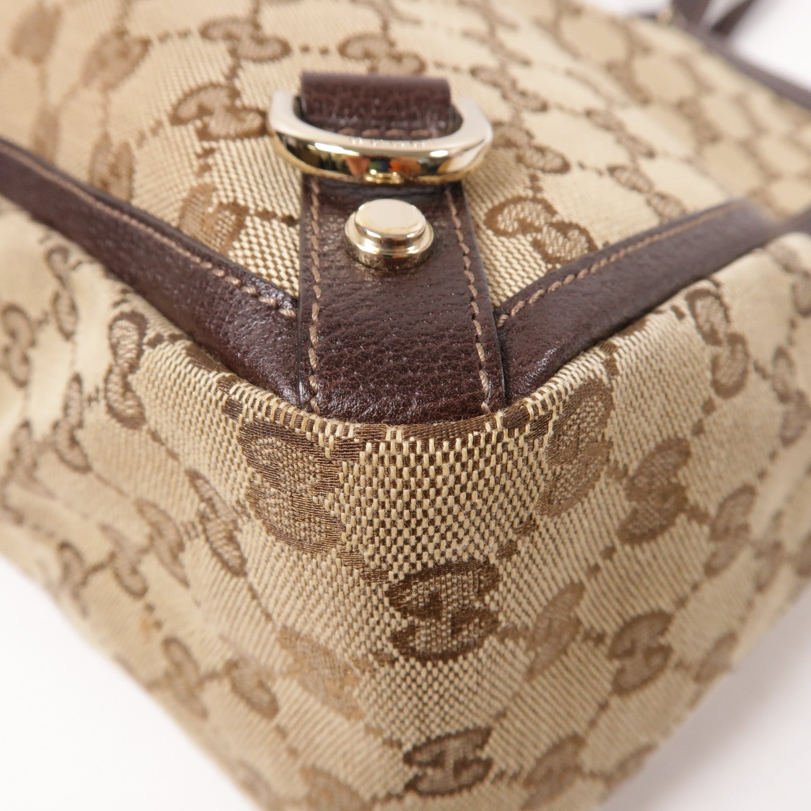 GUCCI 帆布Shoulder Bag金扣肩背袋啡色