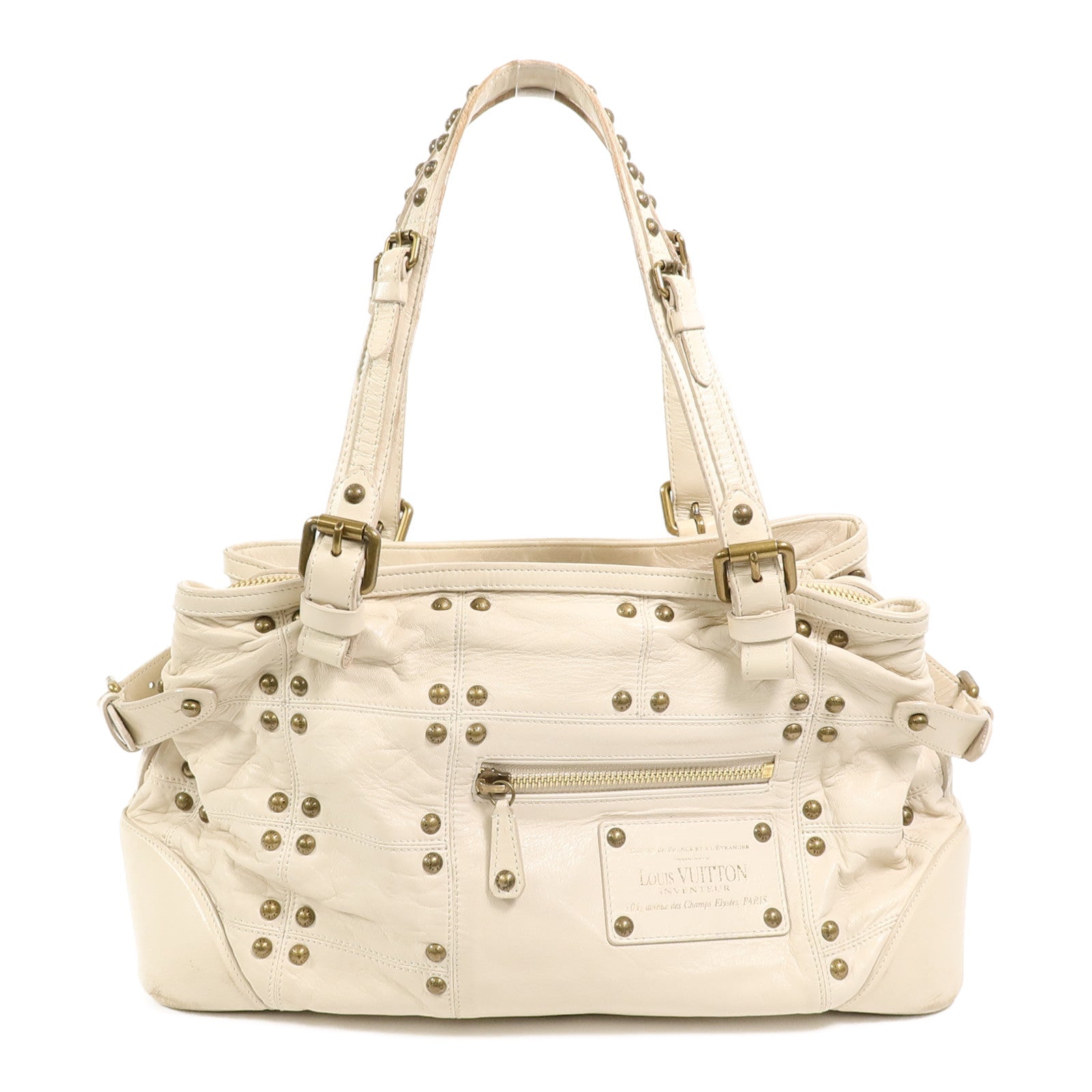 LOUIS VUITTON 羊皮皮革Riveting手挽袋