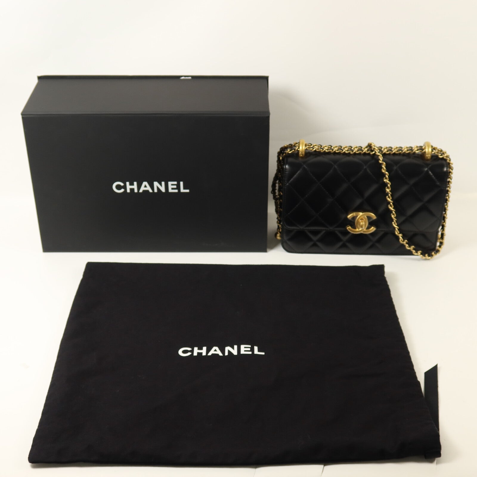 CHANEL 牛皮皮革24C鏈帶手挽肩背兩用袋