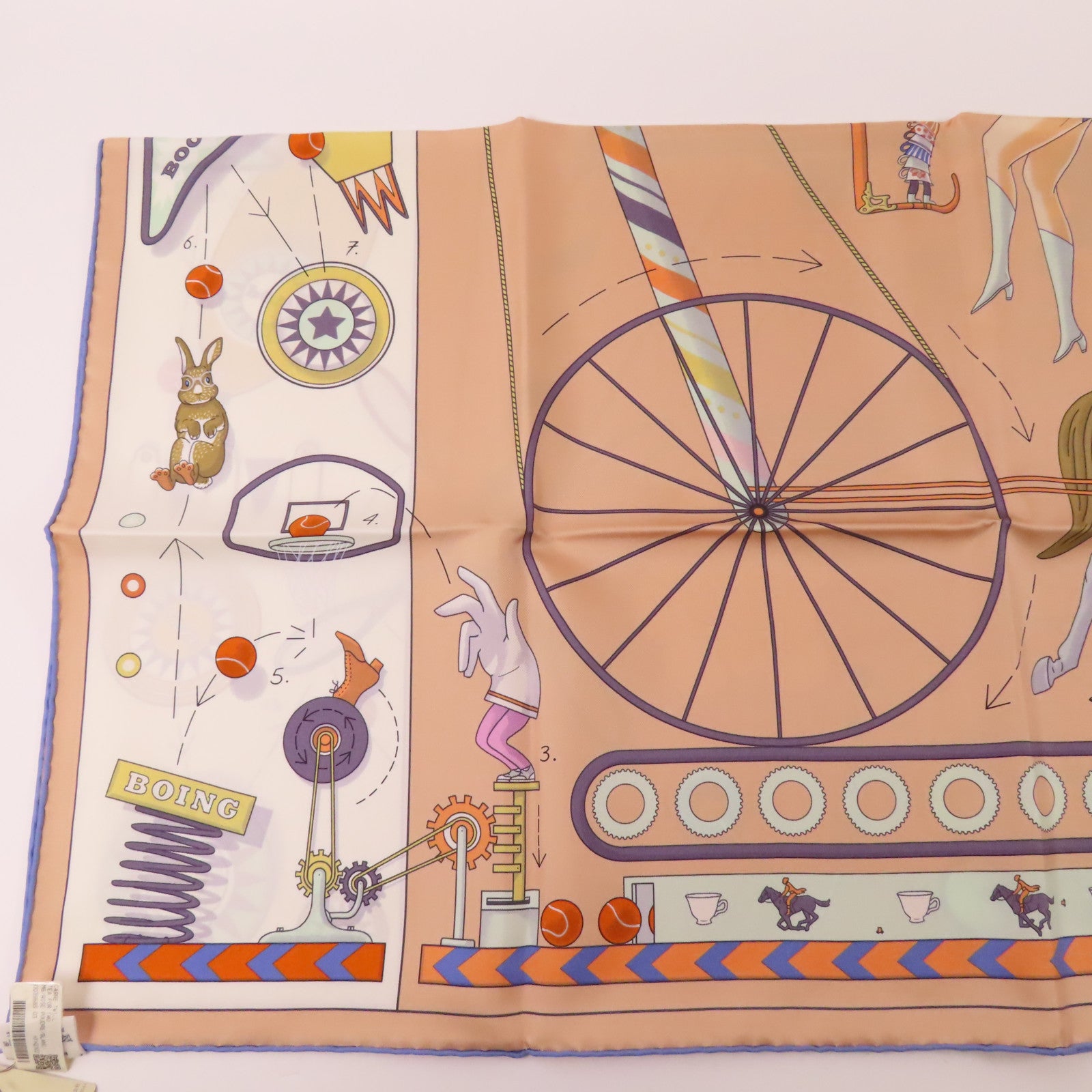 HERMES 絲質Scarf 90x90cm絲巾米色/彩色