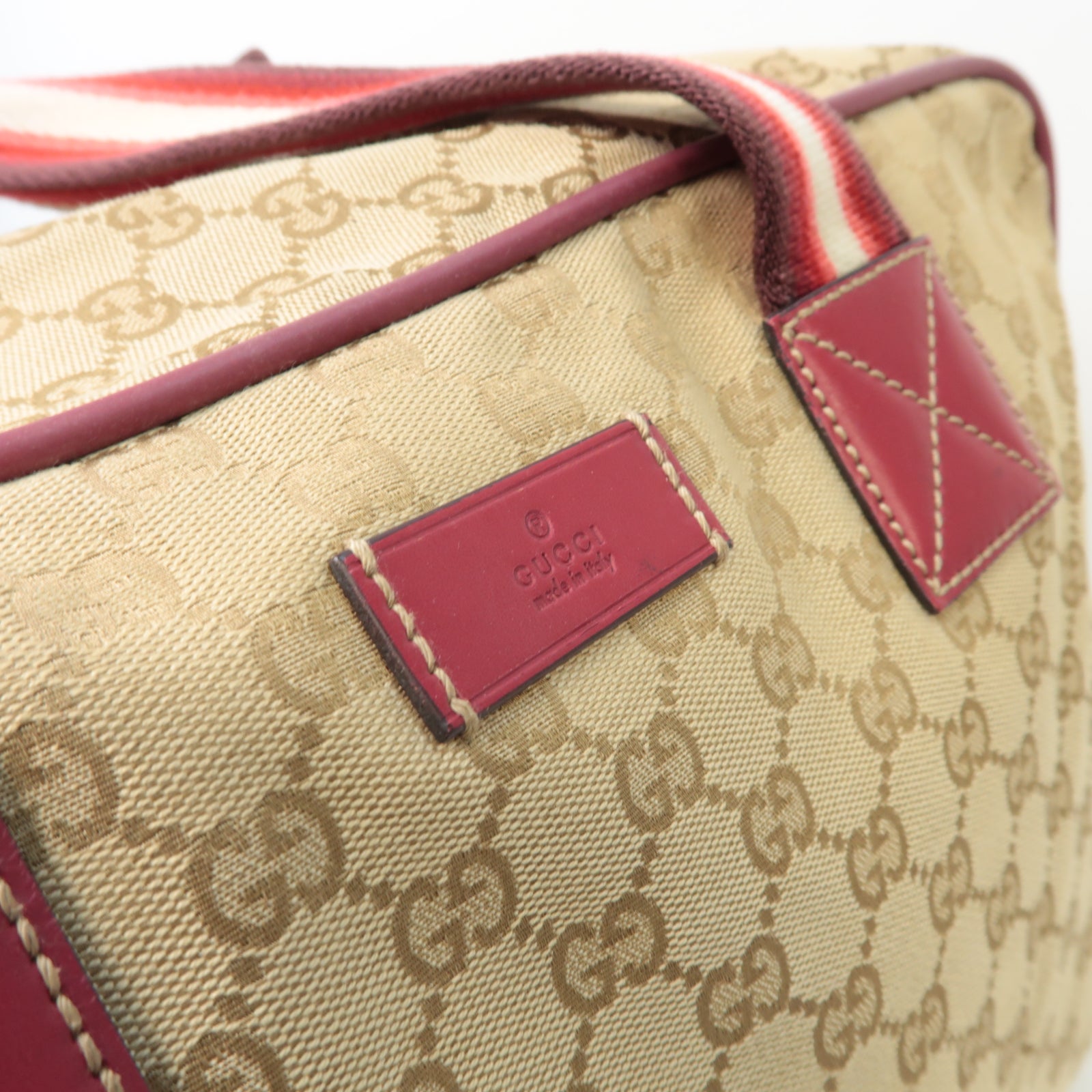 GUCCI 【激減優惠】帆布Shoulder Bag肩背袋棕色/紅色