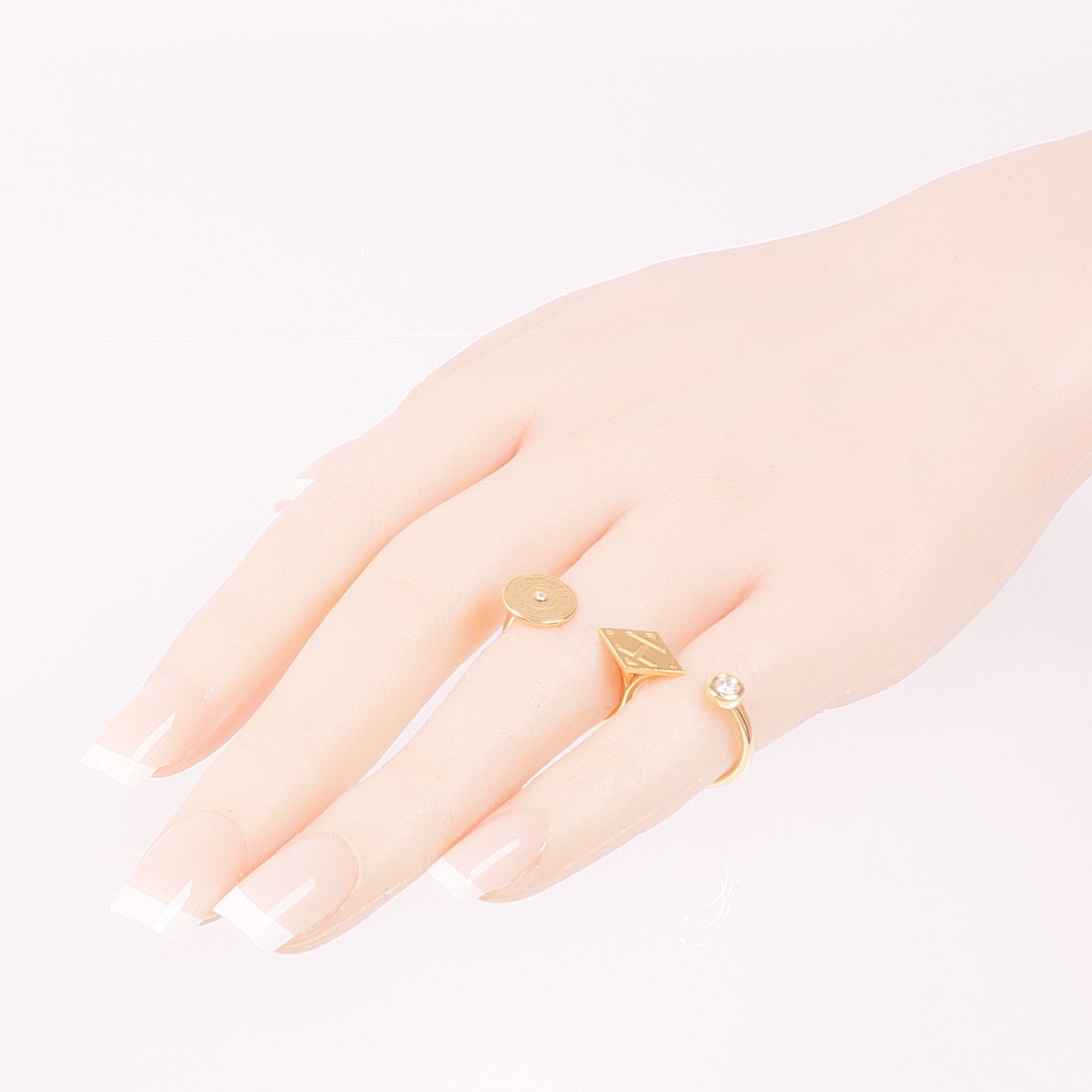 HERMES 18K玫瑰金Gambade Double Ring鑽石戒指US#5-6