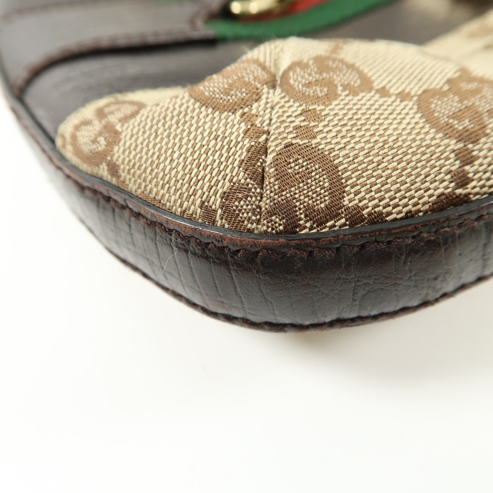 GUCCI 帆布Horsebit Bag金扣肩背袋啡色