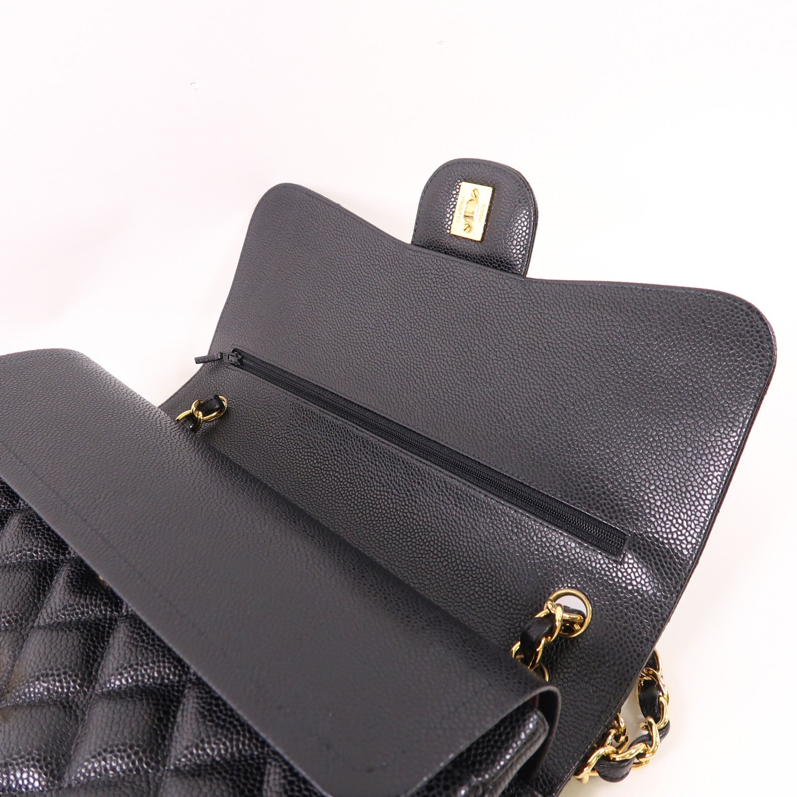 CHANEL CC GHW Large Classic Chain Shoulder Bag Calfskin Leather Black