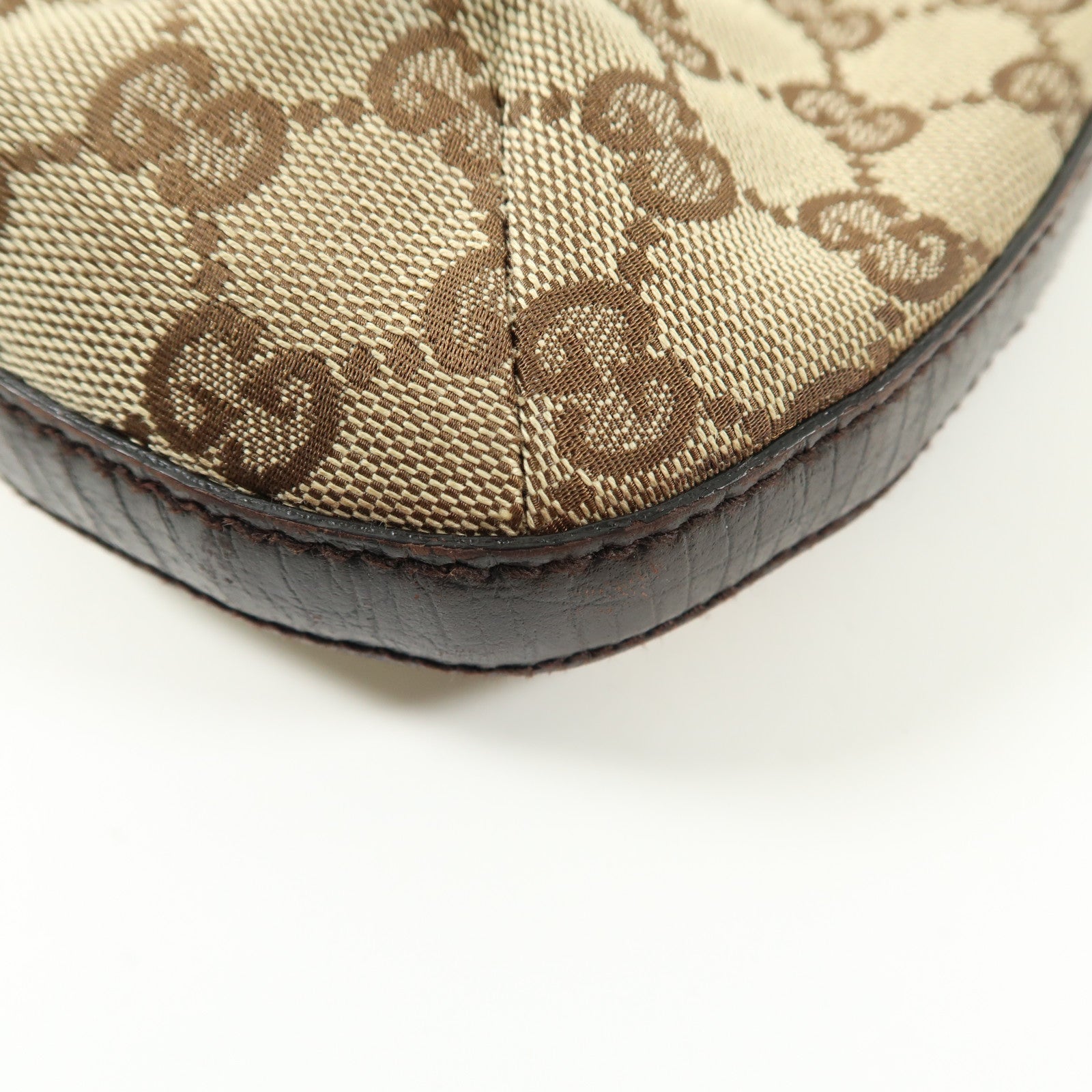 GUCCI 帆布Horsebit Bag金扣肩背袋啡色