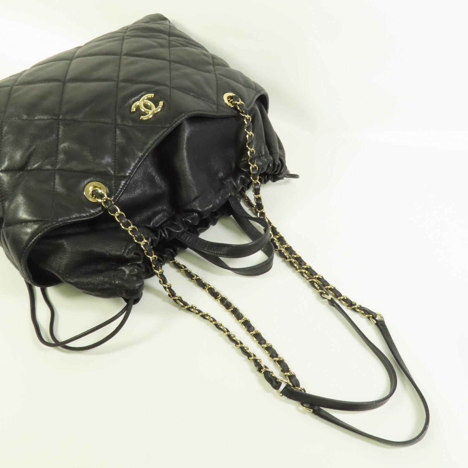 CHANEL 牛皮皮革Chain Tote金扣手挽肩背兩用袋