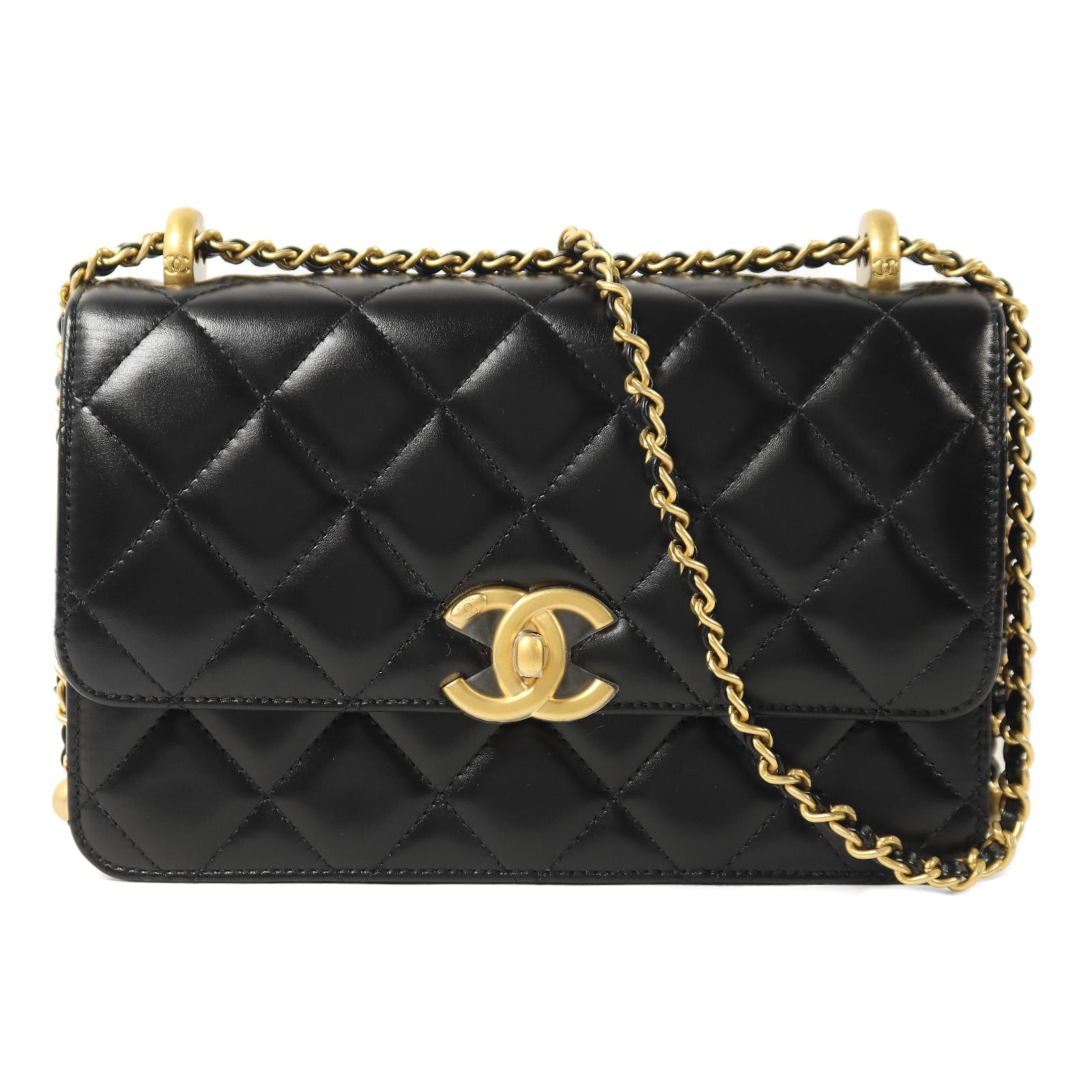 CHANEL 牛皮皮革24C鏈帶手挽肩背兩用袋