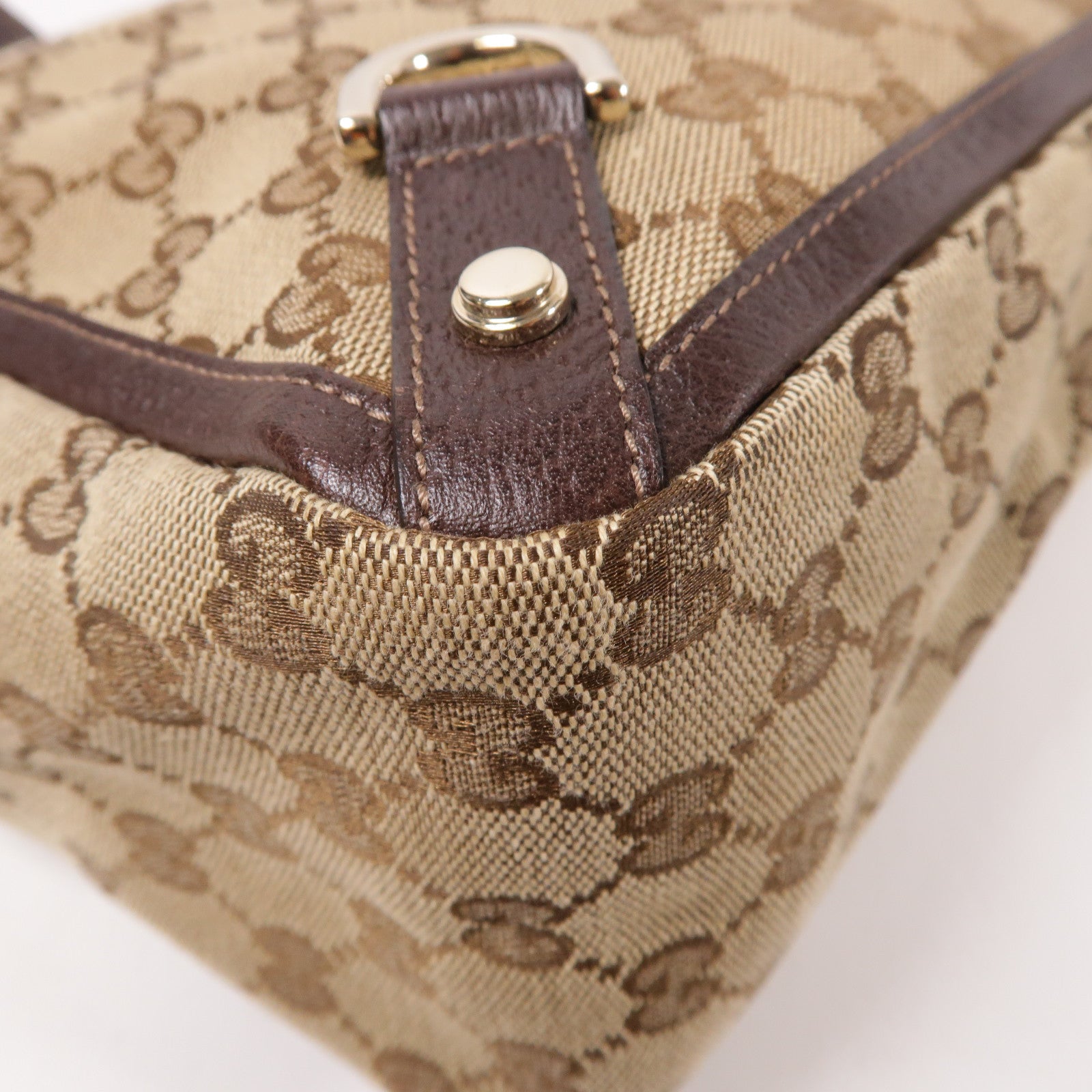 GUCCI 帆布Shoulder Bag金扣肩背袋啡色