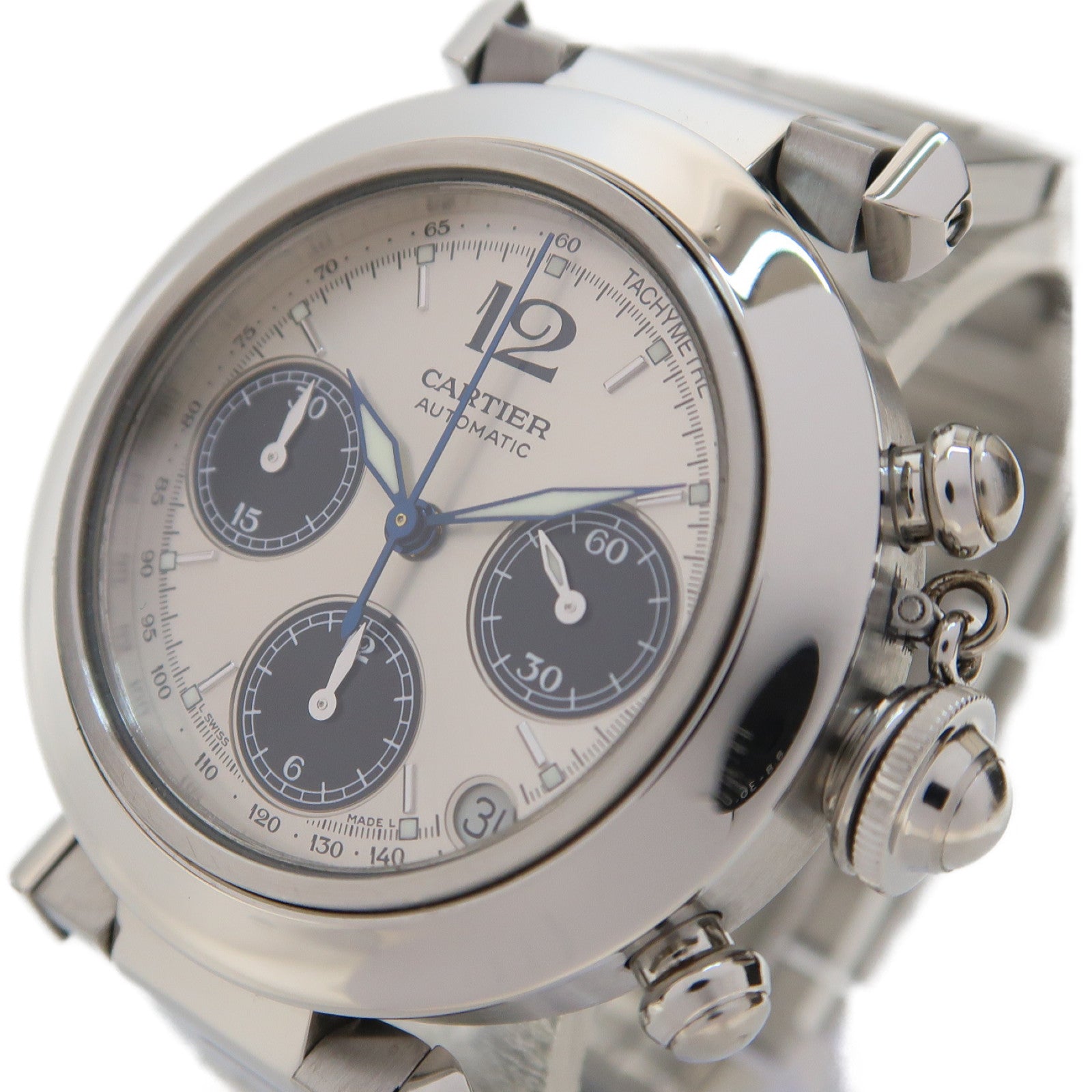 CARTIER Pasha C不鏽鋼手錶自動機芯銀色