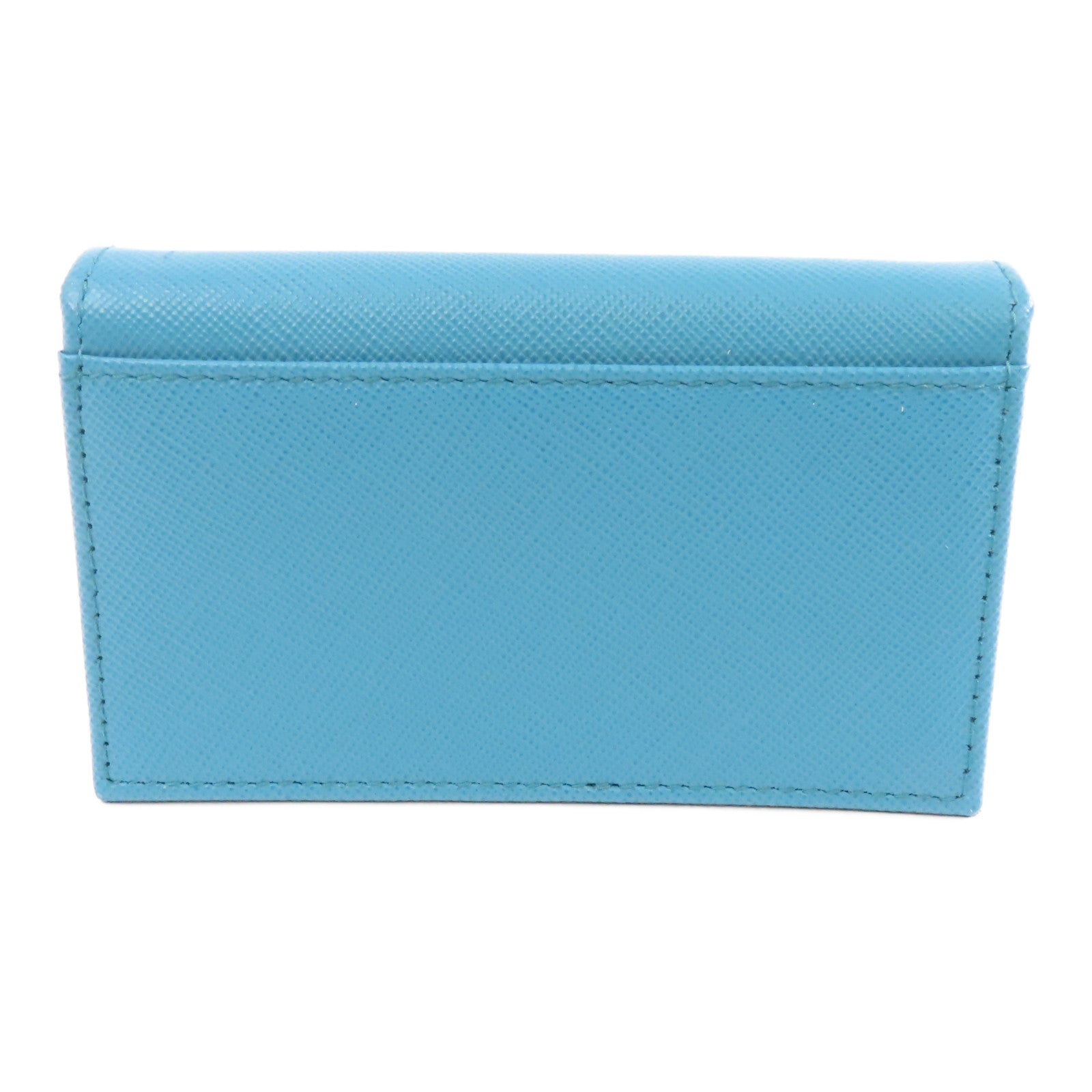 PRADA Saffiano皮革Card Case金扣卡片套藍色