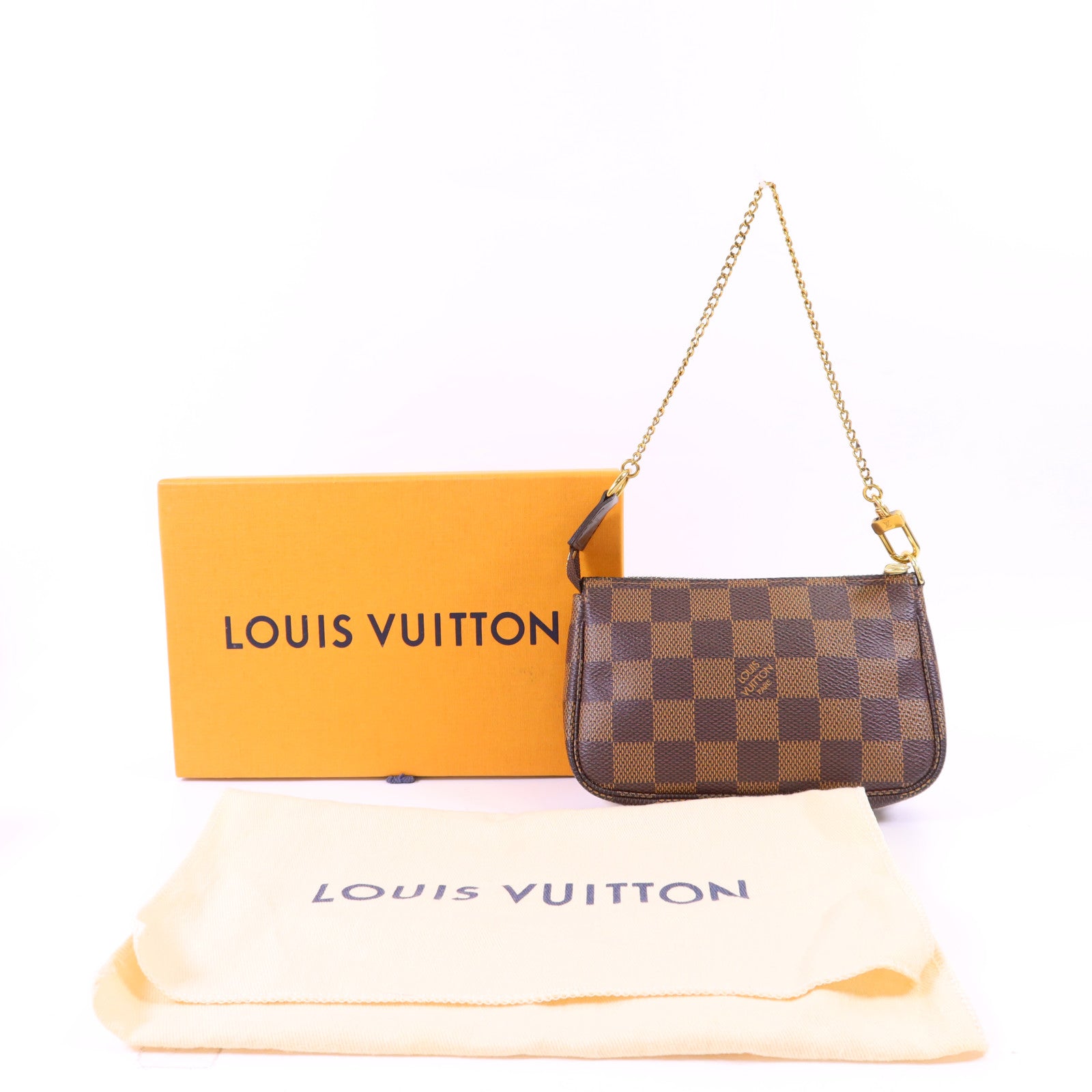 LOUIS VUITTON 【激減優惠】Damier Mini Pochette Accessories 金扣手拿包