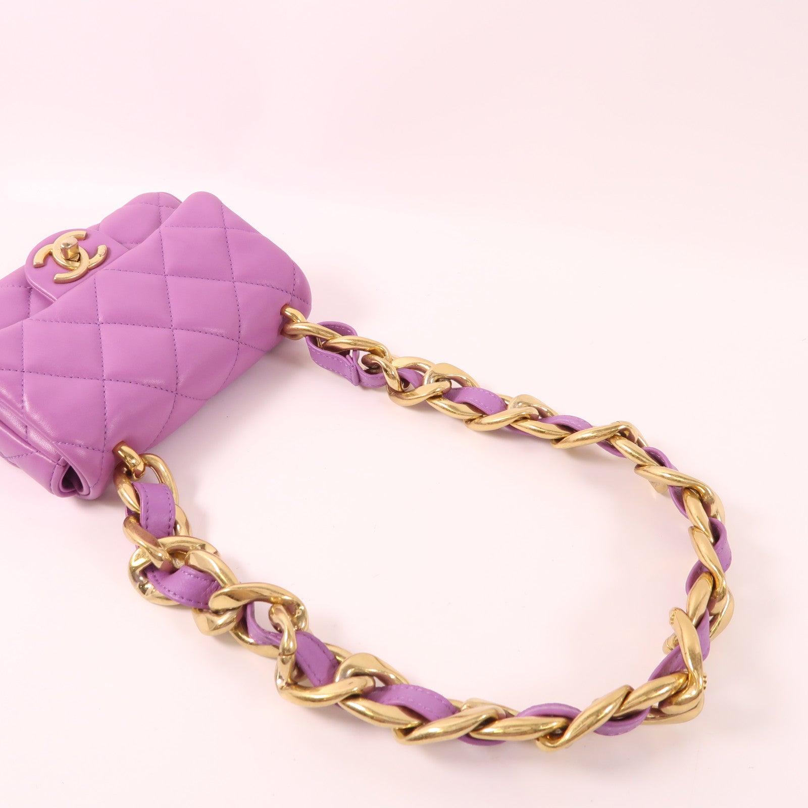 CHANEL 【激減優惠】羊皮皮革Mini Flap Bag金扣肩背袋
