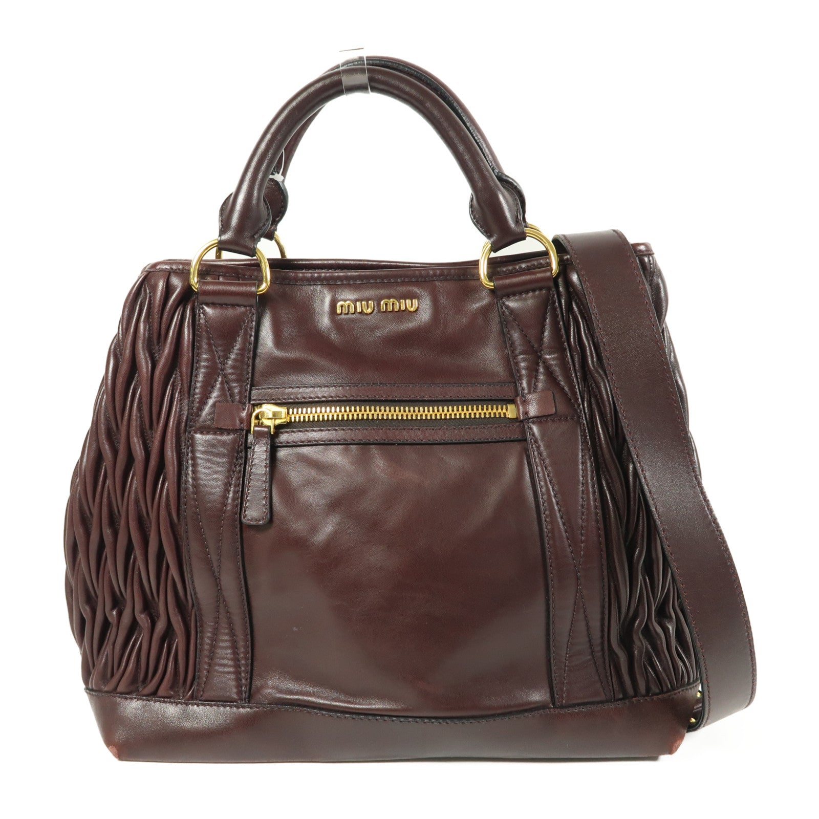 Miu Miu 羊皮皮革2 Way Shoulder金扣手挽肩背兩用袋