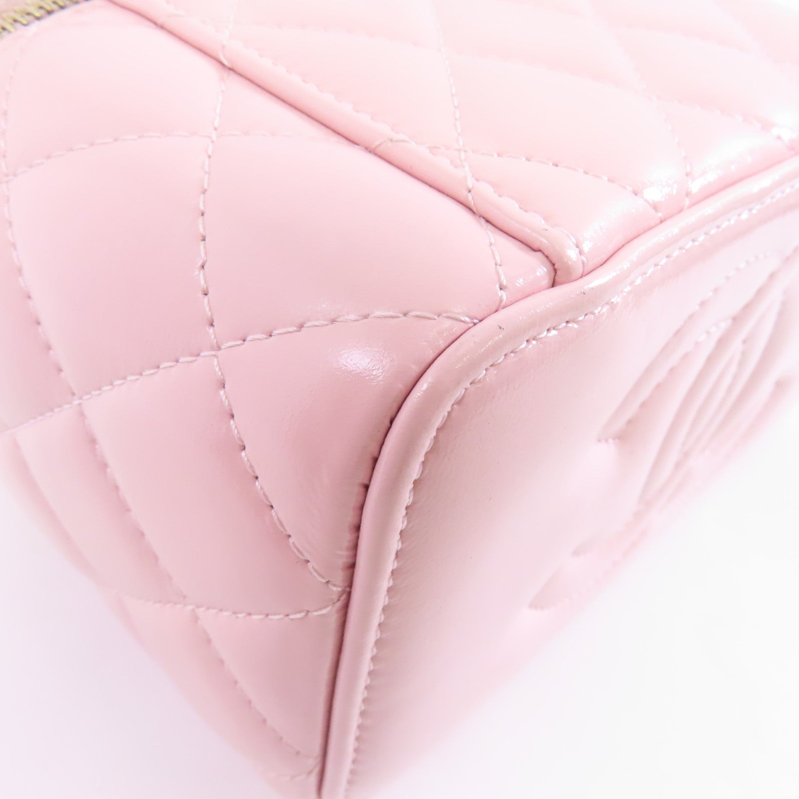 CHANEL 【激減優惠】菱格牛皮皮革Vaniy Case金扣手挽肩背兩用袋粉紅色