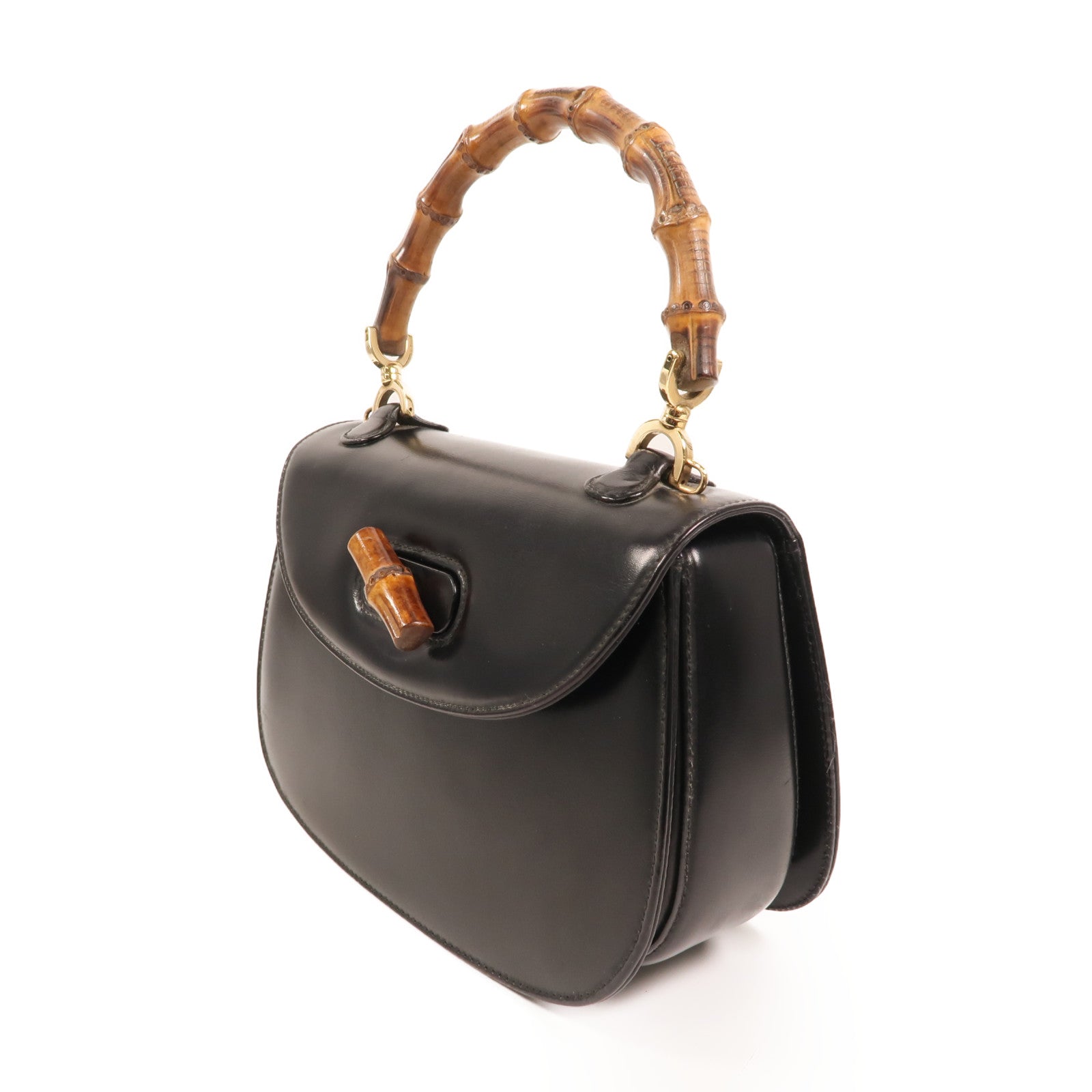 GUCCI 牛皮皮革Vintage Bamboo Bag金扣手挽肩背兩用袋