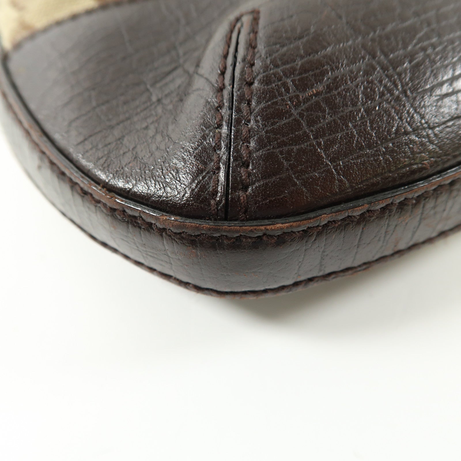 GUCCI 帆布Horsebit Bag金扣肩背袋啡色