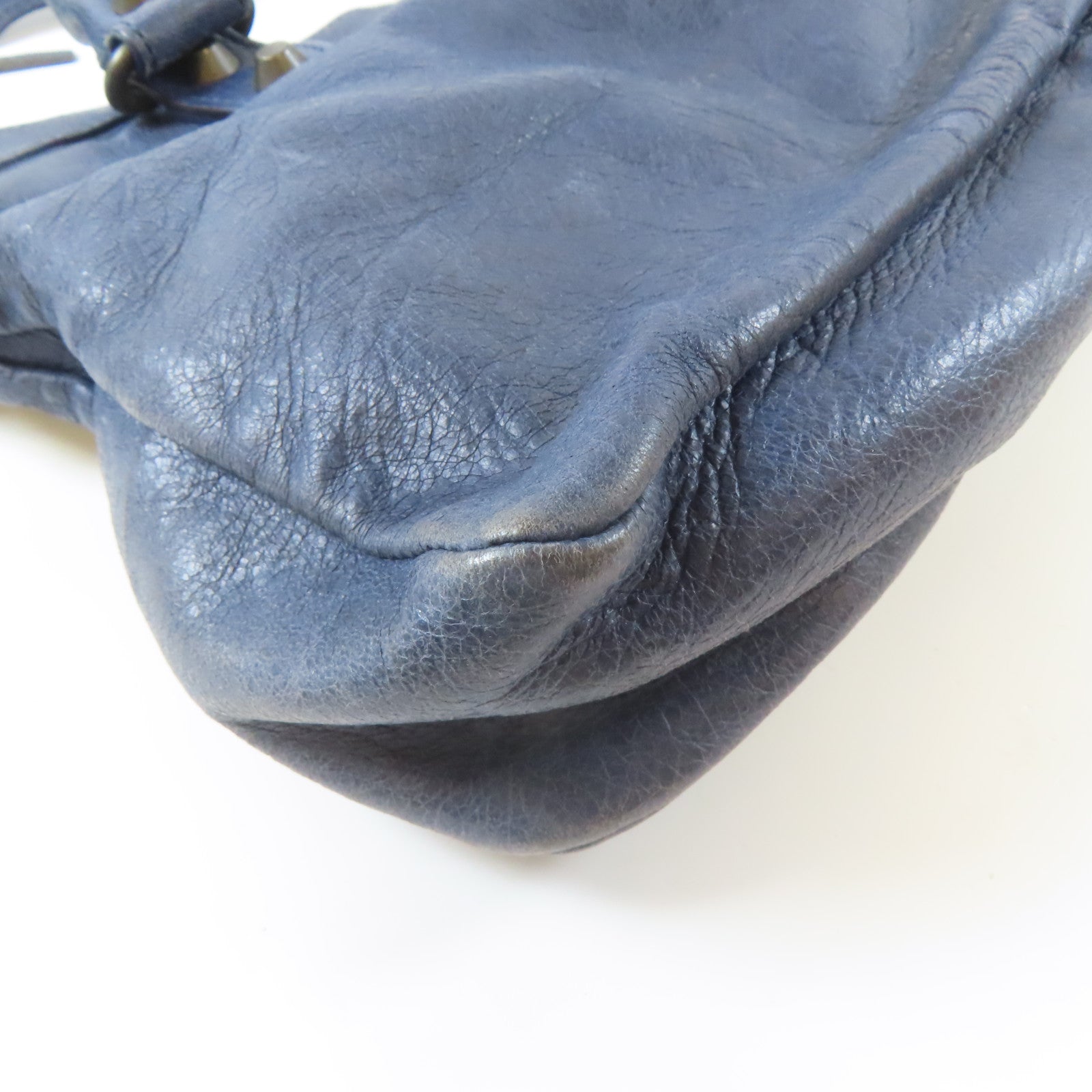 BALENCIAGA 牛皮皮革Frist黑扣手挽肩背兩用袋藍色
