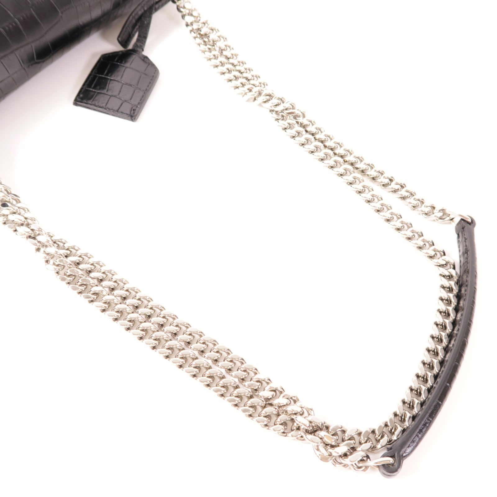 SAINT LAURENT 牛皮皮革Sunset Chain Shoulder Bag銀扣鏈帶肩背袋