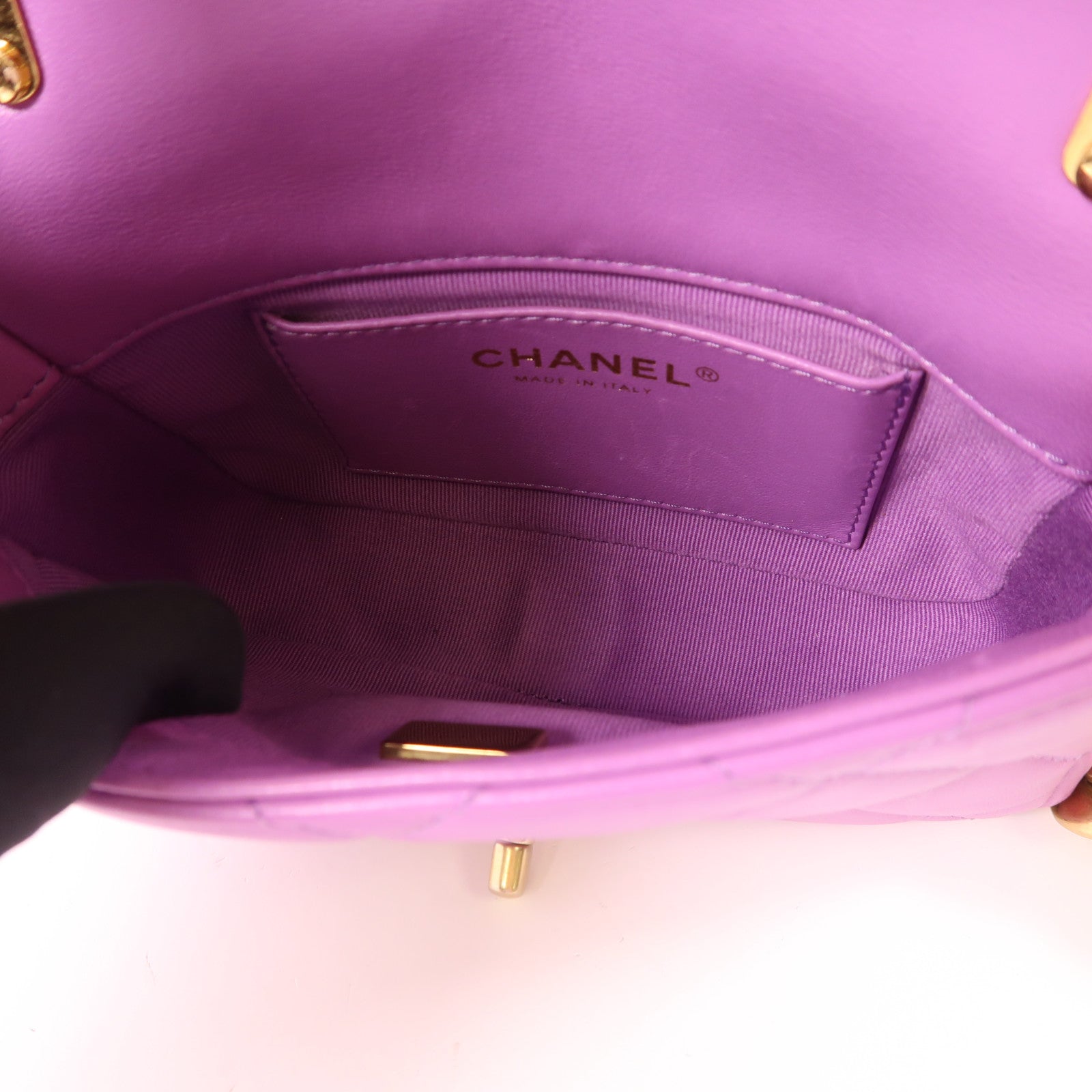 CHANEL 【激減優惠】羊皮皮革Mini Flap Bag金扣肩背袋