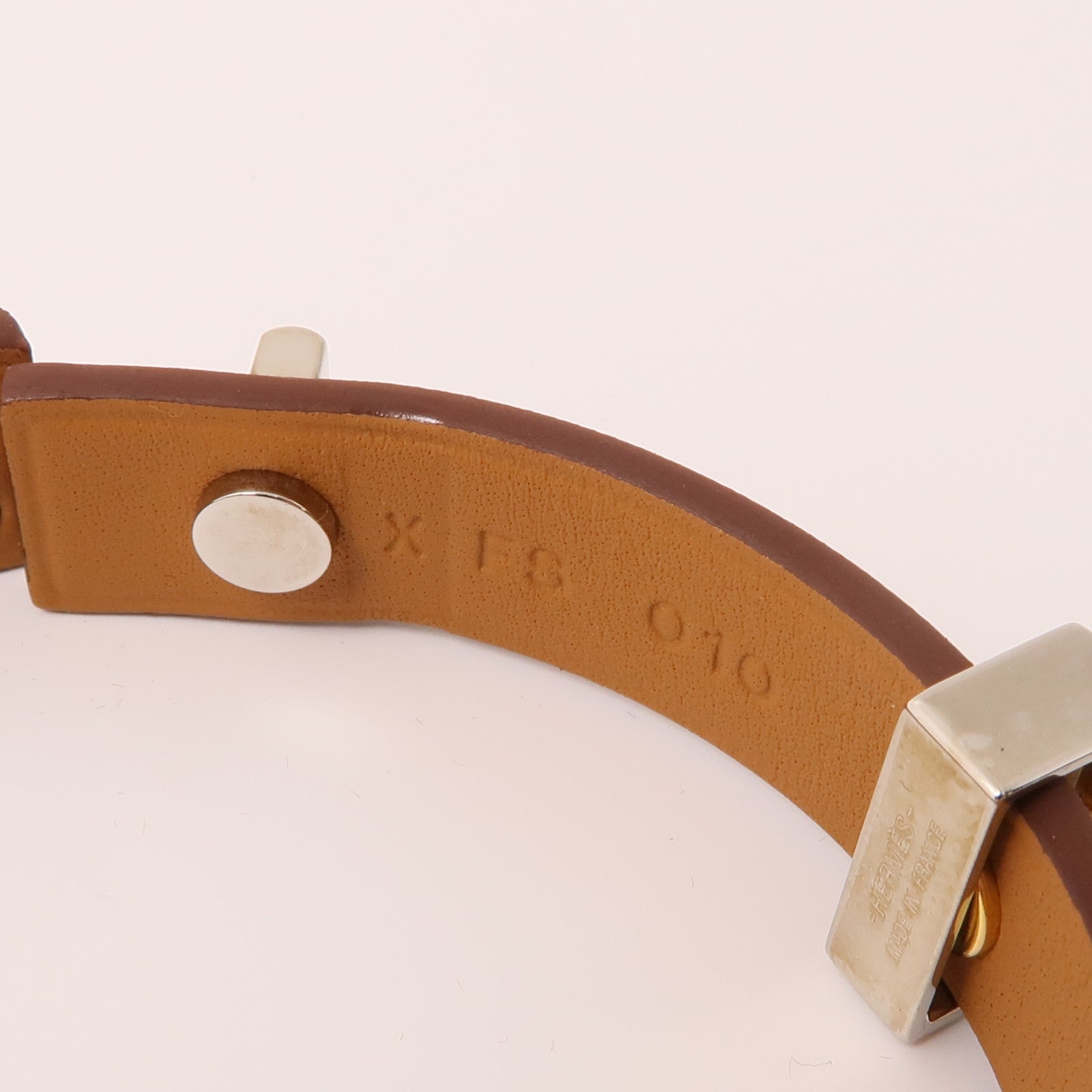 HERMES Swift皮革Mini Dog Bracelet手鐲Gold棕色/金色/銀色