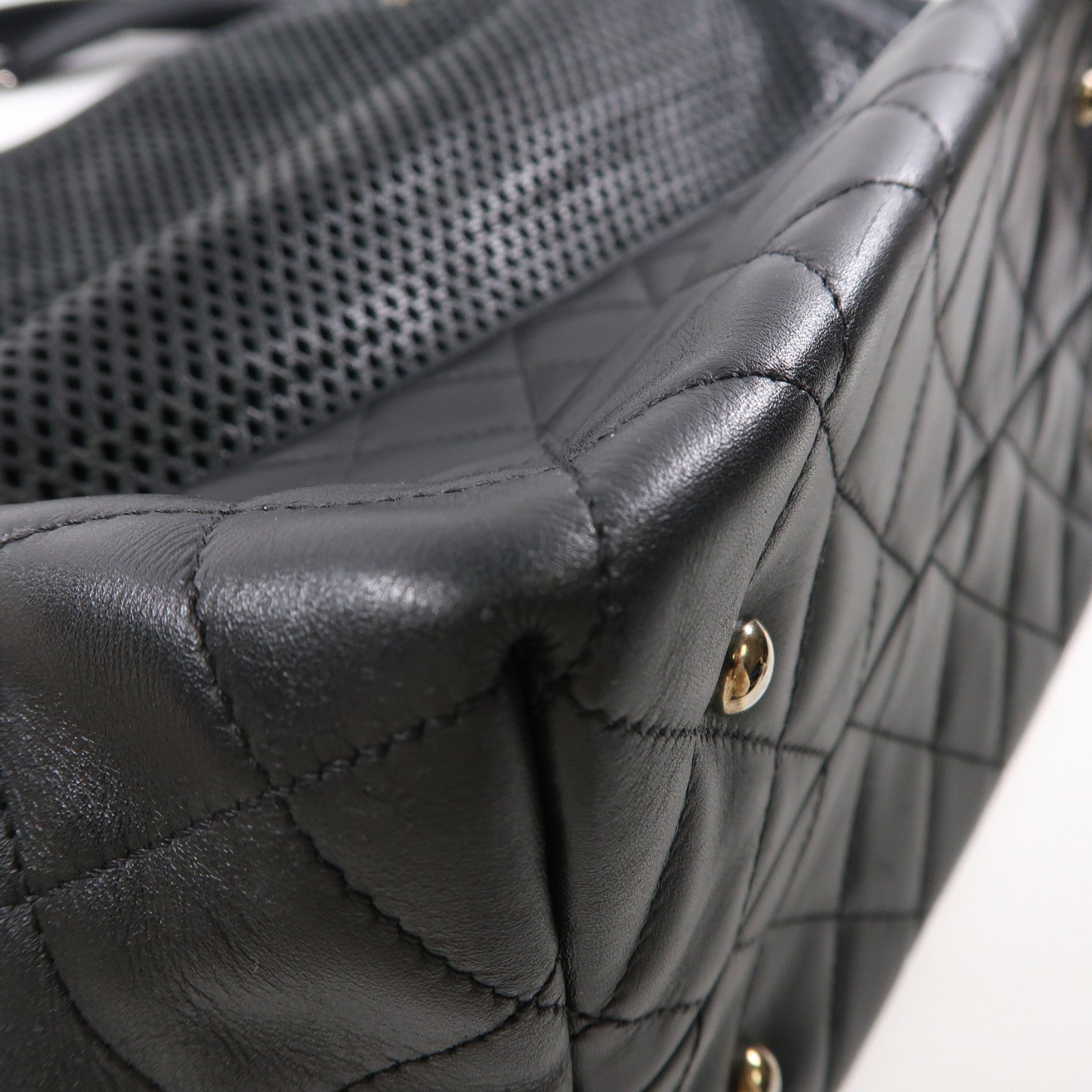 CHANEL 羊皮皮革Chain Shoulder Tote銀扣肩背袋/手挽袋黑色