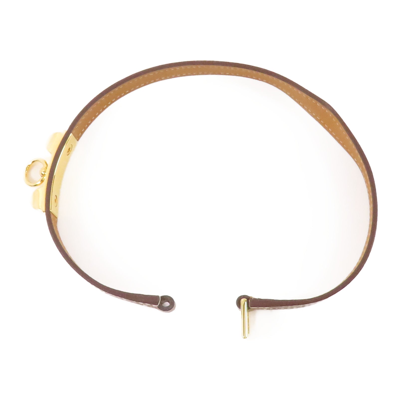 HERMES Epsom皮革Rivale Double Tour金扣手鐲Etoupe