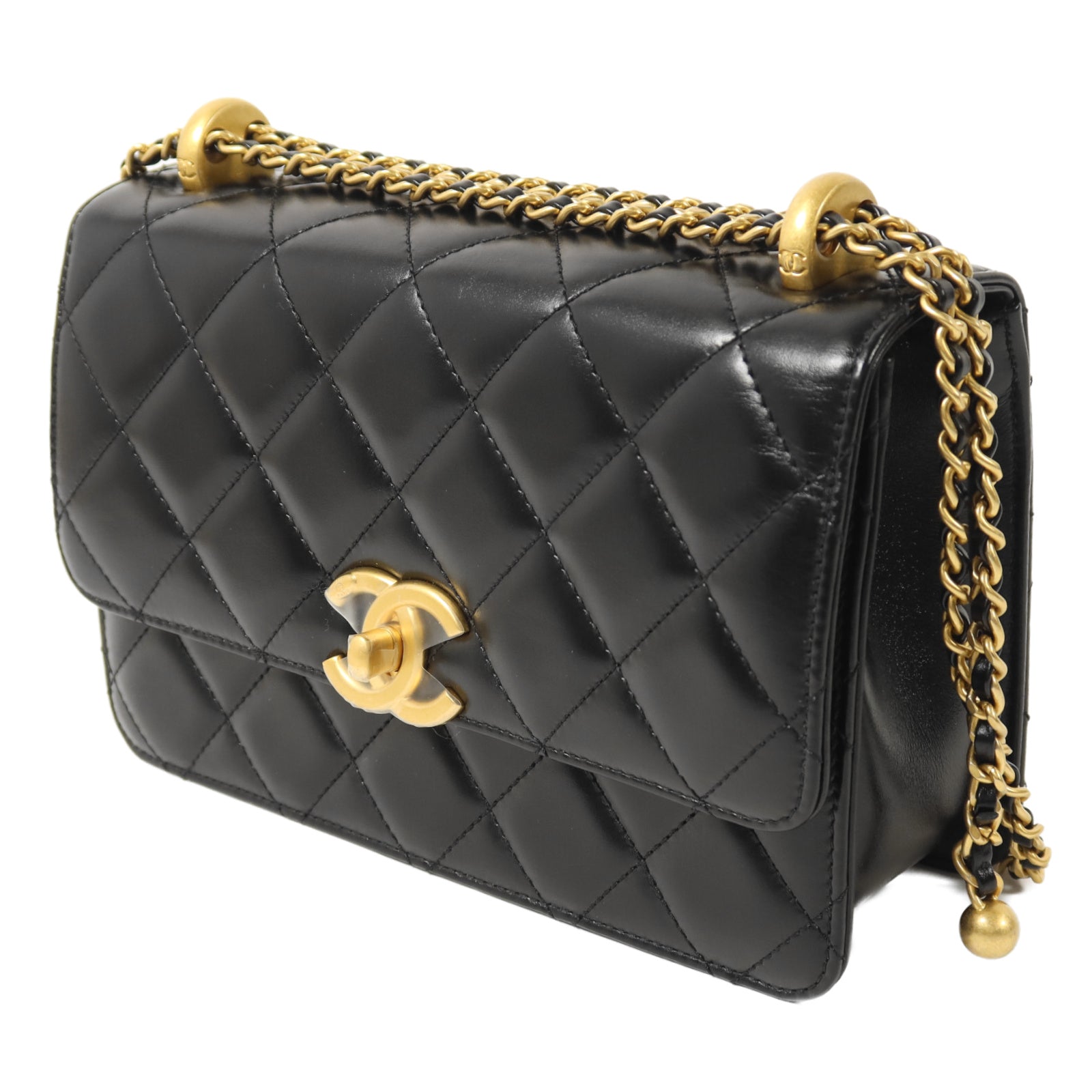 CHANEL 牛皮皮革24C鏈帶手挽肩背兩用袋