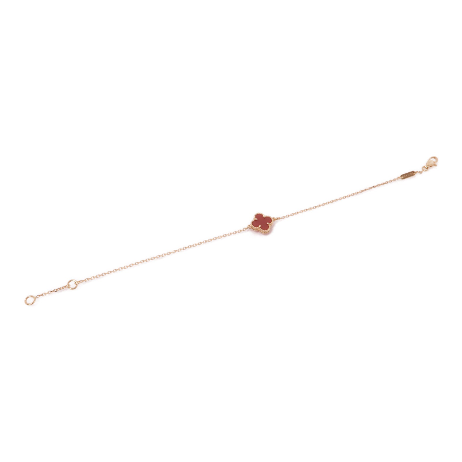 Van Cleef & Arpels 18K玫瑰金Sweet Alhambra Carnelian Bracelets紅玉髓手鏈金色/紅色