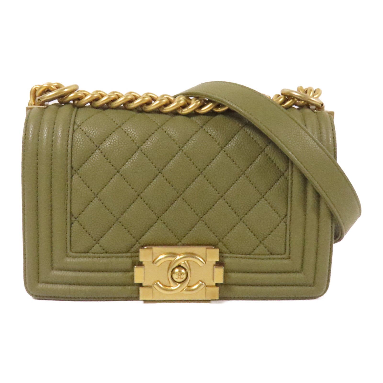 CHANEL 【激減優惠】牛皮皮革Boy 20金扣鏈帶肩背袋