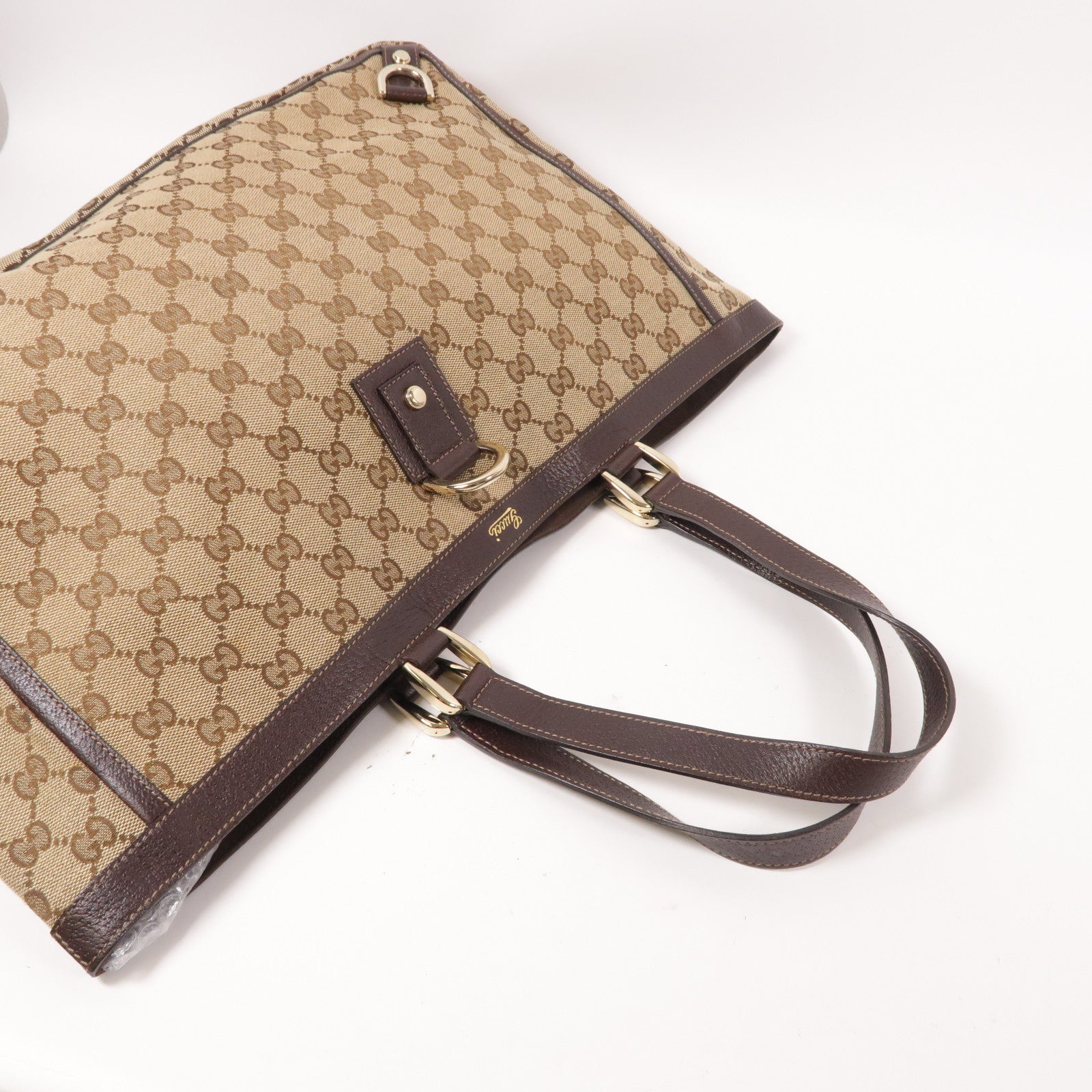 GUCCI 帆布Shoulder Bag金扣肩背袋啡色