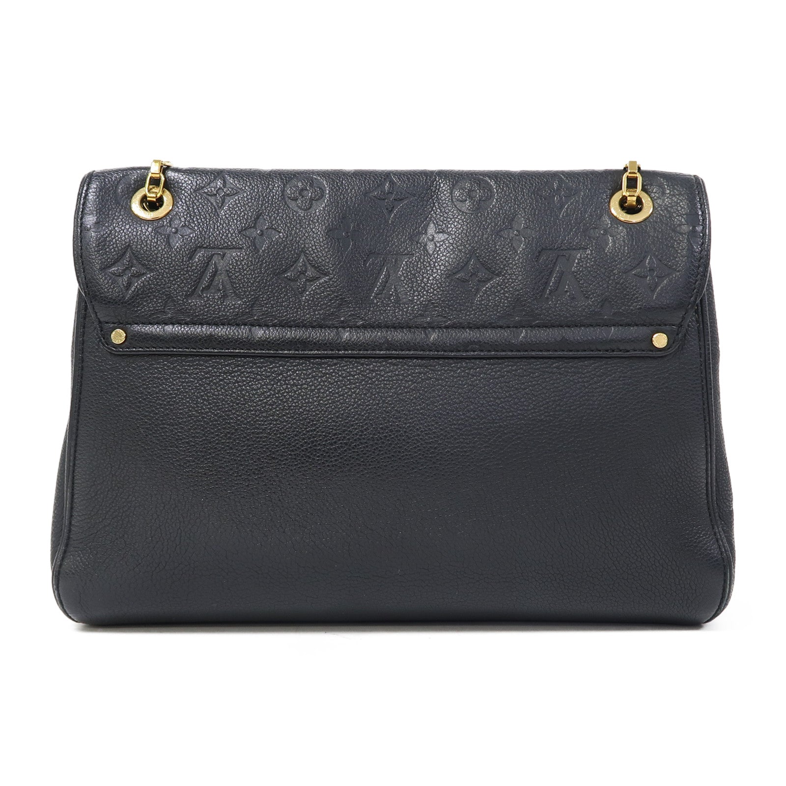 LOUIS VUITTON Monogram Empreinte Saint Germain MM金扣鏈帶肩背袋黑色